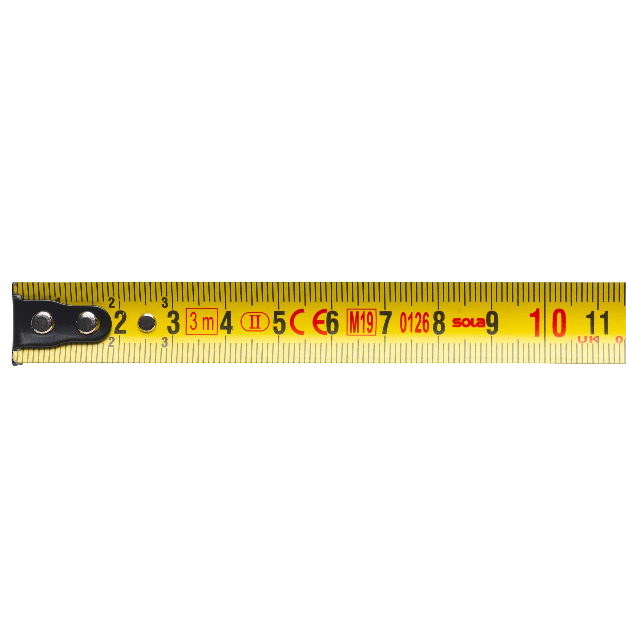 SOLA Protect Tape Measure 3 m / 16 mm – Robust Tape Measure with Belt Clip – Steel Tape Painted Yellow with mm Scale – Accuracy Class II – Roll Meter with Movable End Hook – Length 3 m, 5 m, 8 m 3m / 16mm - Image 6