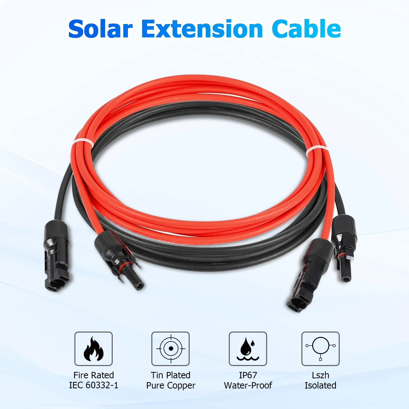 Solar Cable Extension, 4 mm² 1/2/3/5/10 m Solar Cable Extension, Photovoltaic Solar Cable, Connection Cable, Solar Plug, IP67 Waterproof Plug (4 mm²/5 m) 4 mm²/5 m - Image 6