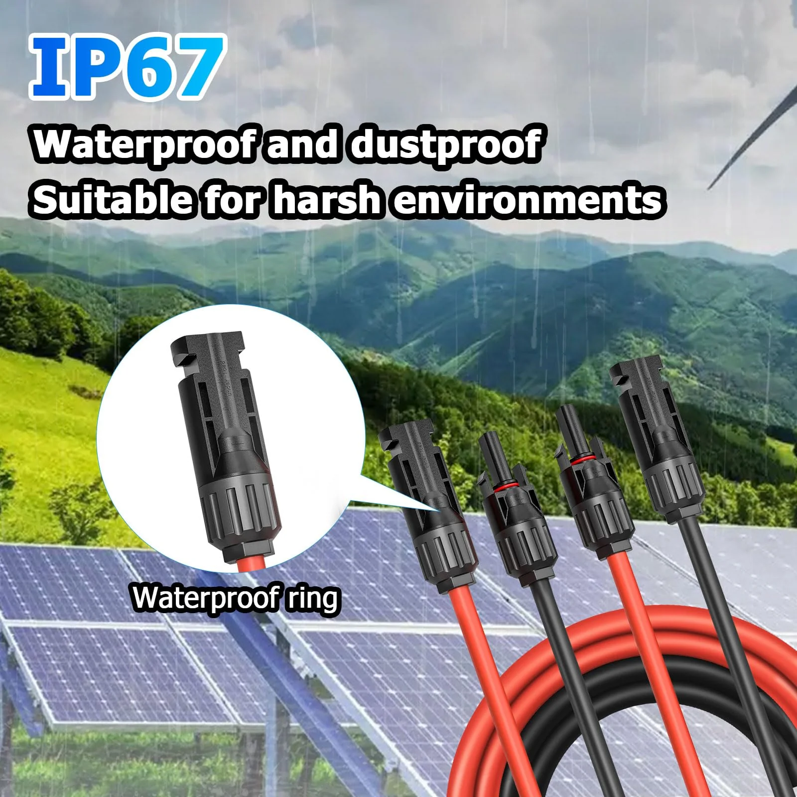 Solar Cable Extension, 6 mm² 1/2/3/5/10 m Solar Cable Extension, Connection Cable, Solar Plug, IP67 Waterproof Plug (6 mm²/2 m) 6 mm²/2 m - Image 2