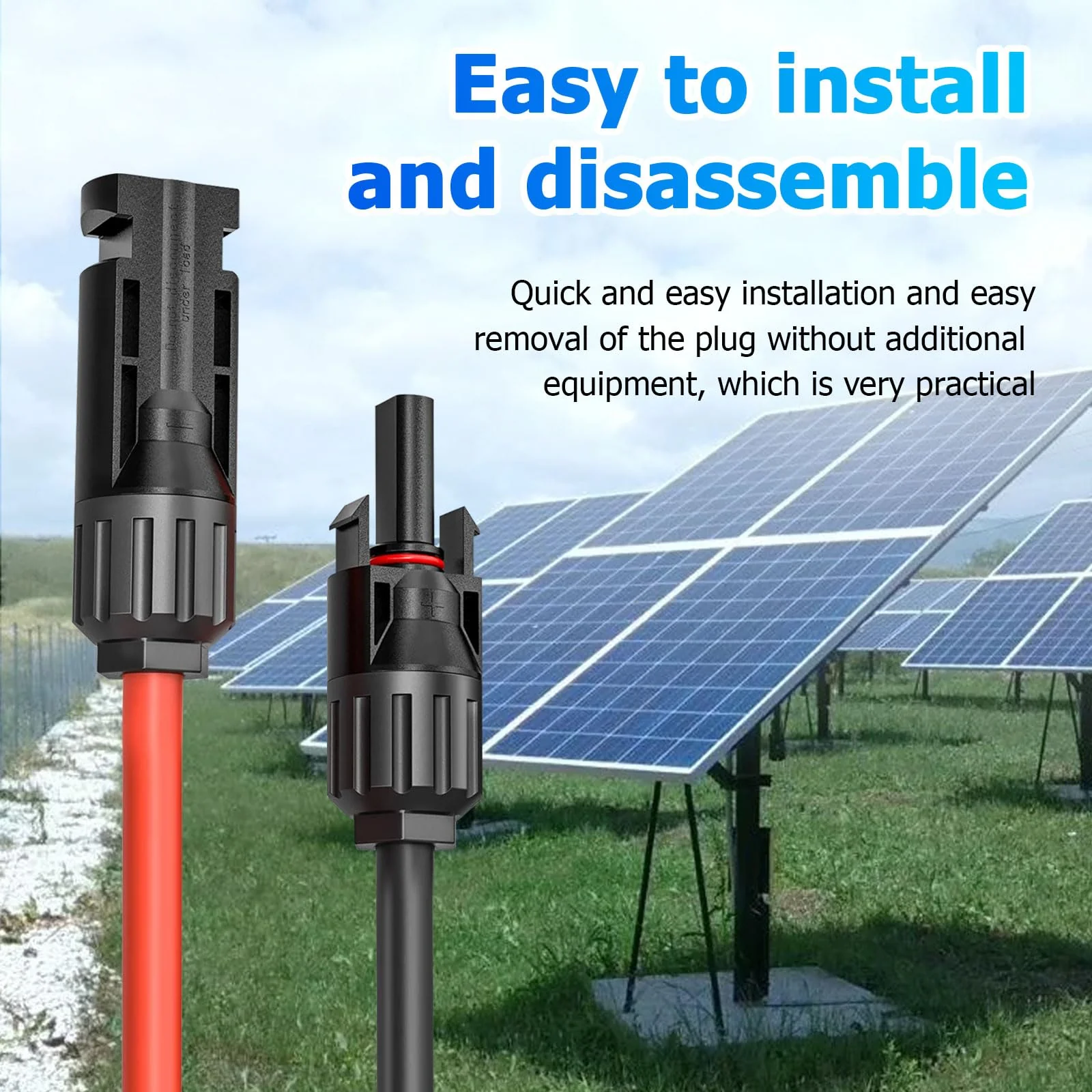 Solar Cable Extension, 6 mm² 1/2/3/5/10 m Solar Cable Extension, Connection Cable, Solar Plug, IP67 Waterproof Plug (6 mm²/2 m) 6 mm²/2 m - Image 3