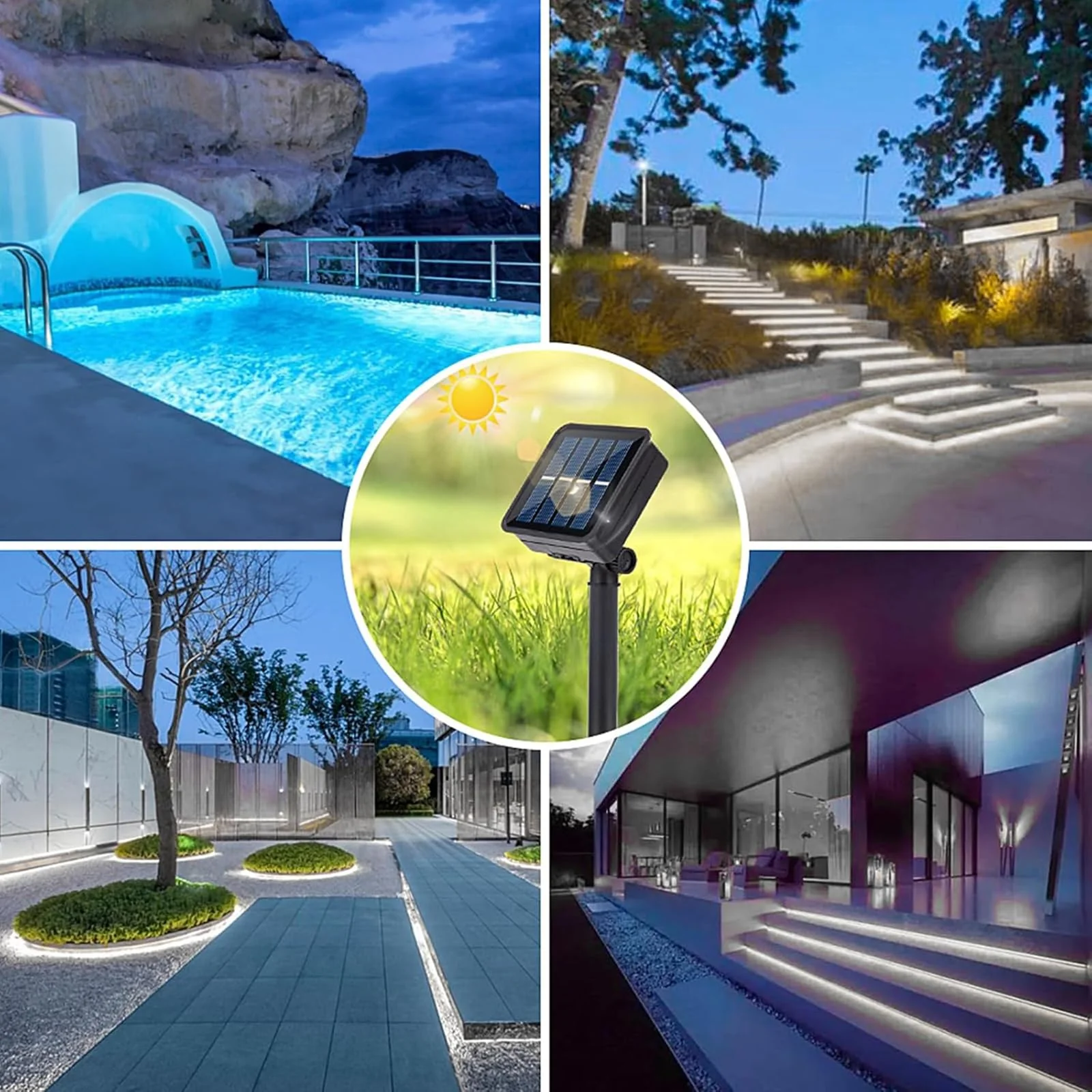 Solar LED Strip Lights Outdoor Waterproof 19.6FT 180 LED Solar Powered Rope Light Cuttable 8 Modes for Outside, Garden, Patio, Deck, Fence, Pathway, Stair, Poolside, 6000K White 2 Pack White19.7ft - Image 7