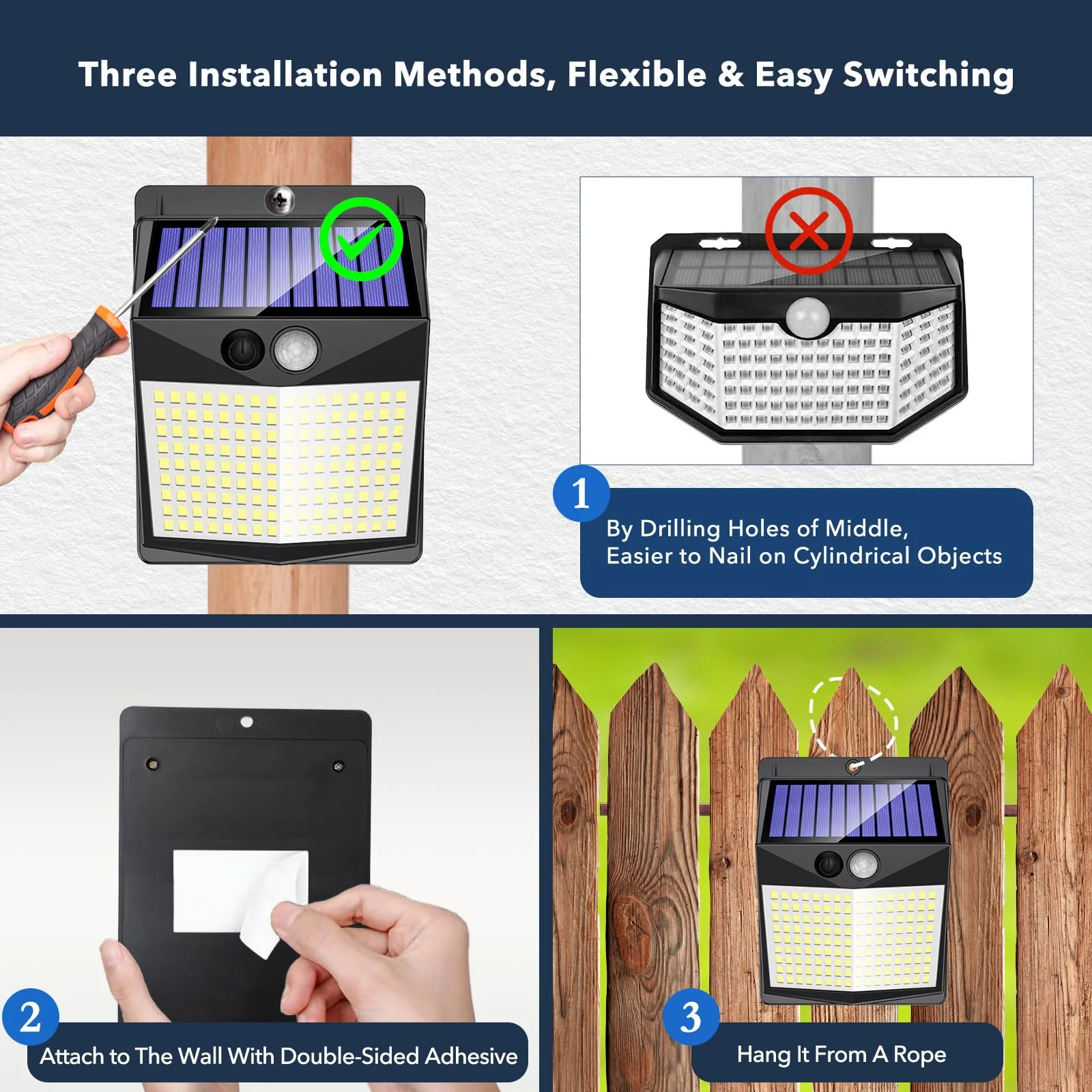 Solar Lights Outdoor Motion Sensor - Solar Motion Detector Lamps for Outside, 238 LED with 300° Angle Illumination and 3 Lighting Modes, IP65 Waterproof Solar-Powered for Garden, Patio, Yard [4 Pack] [4 Pack] - Image 8