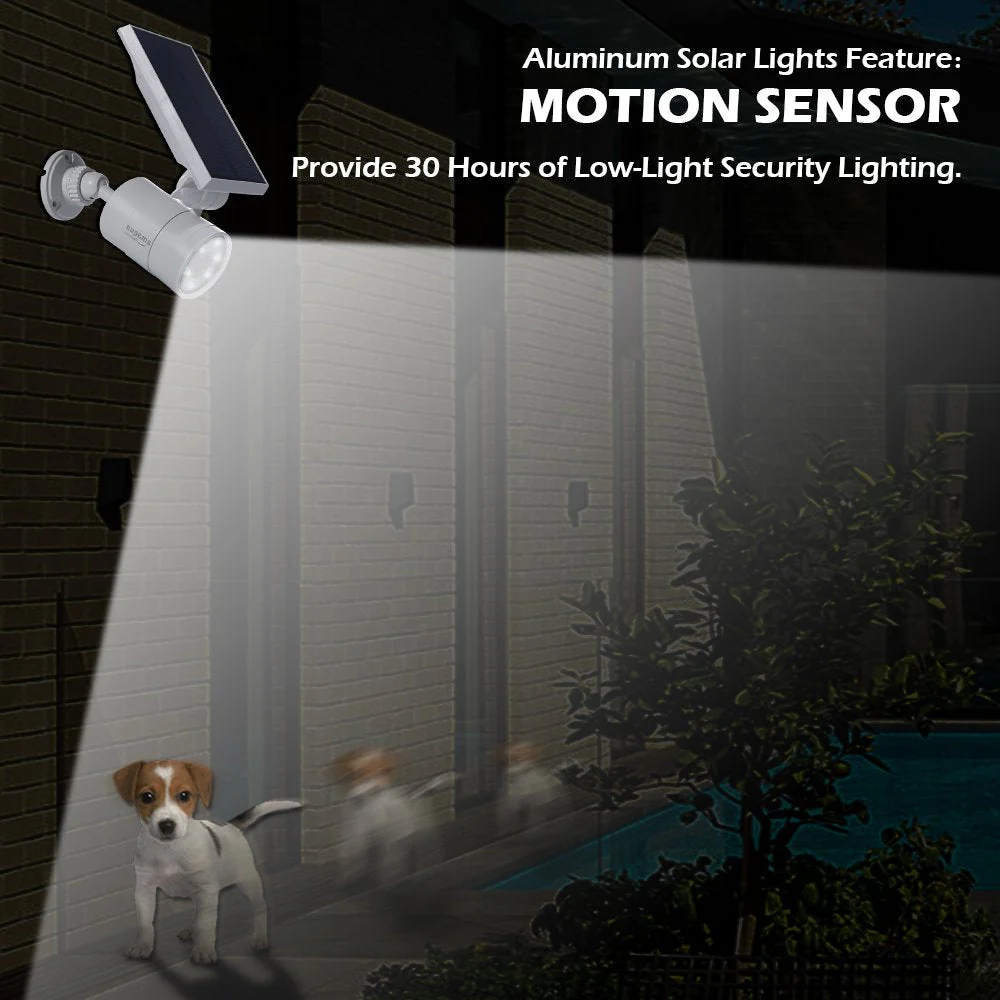 Solar Motion Sensor Lights Outdoor 9-Watt(110W Equ.) 1400-Lumen Aluminum Solar Motion Spotlights Flood Security for Outside Garden Driveway Garage Home, 2-Year 100% FREE Warranty Guarantee(White) White - Image 6