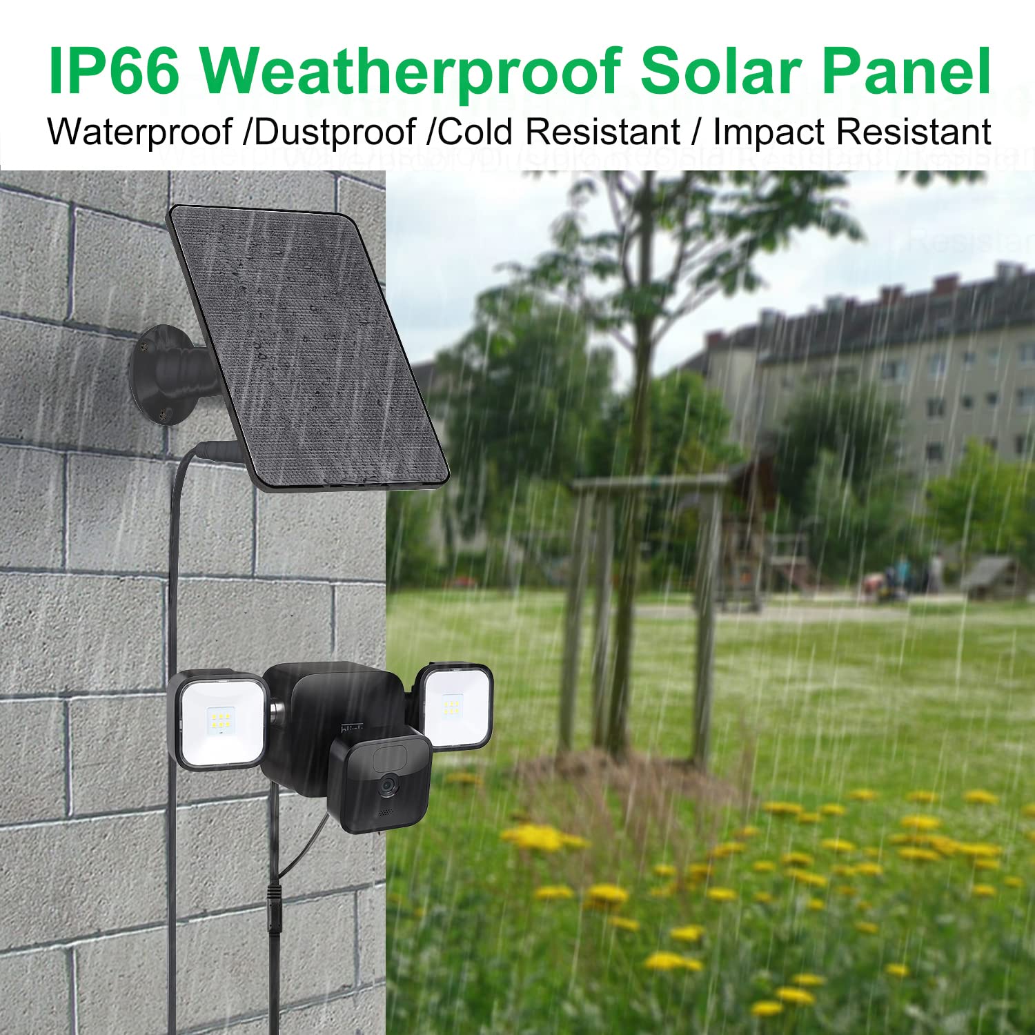 Solar Panel for Blink Outdoor 4 /(3rd Gen) Floodlight + Blink Outdoor Camera,16.5Ft/5m Weatherproof Cable Power Your Blink Floodlight Camera Continuously (Floodlight & Camera NOT Included) 1 - Image 3
