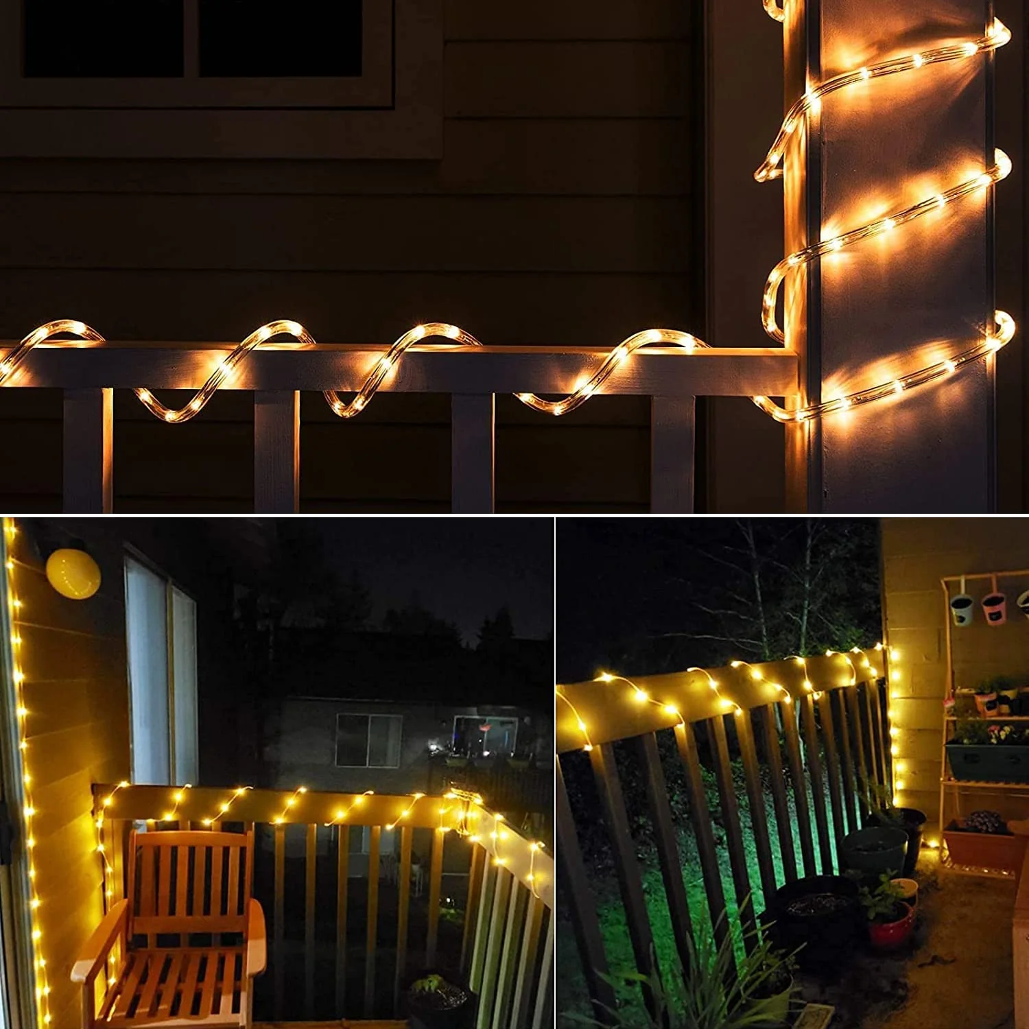 Solar Rope Light 33FT 100L IP65 Weatherproof Outdoor LED Copper Fairy String Tube Lights for Party Garden Porch Yard Home Wedding Vacation Daily Holiday Tree Decoration Lighting (Warm White) Warm White - Image 2