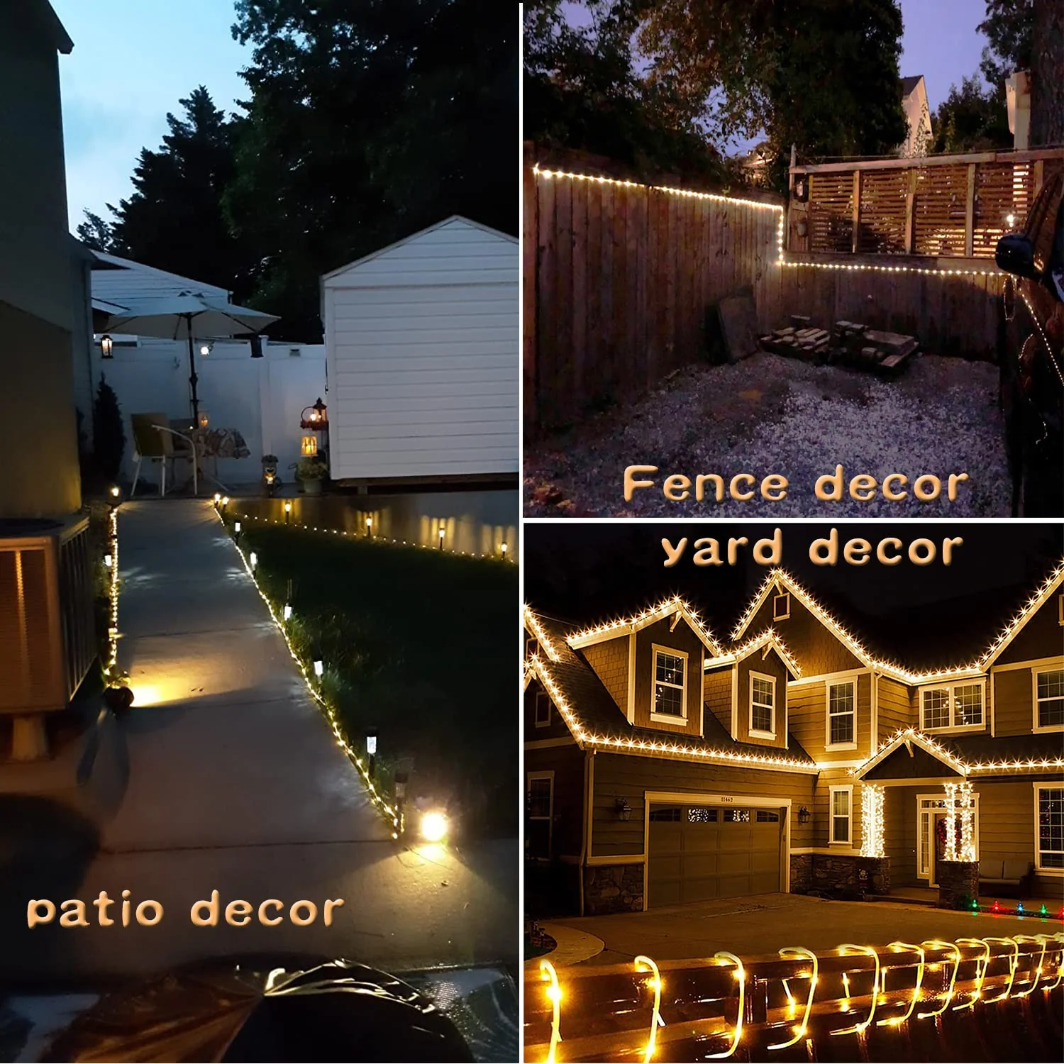 Solar Rope Light 33FT 100L IP65 Weatherproof Outdoor LED Copper Fairy String Tube Lights for Party Garden Porch Yard Home Wedding Vacation Daily Holiday Tree Decoration Lighting (Warm White) Warm White - Image 3