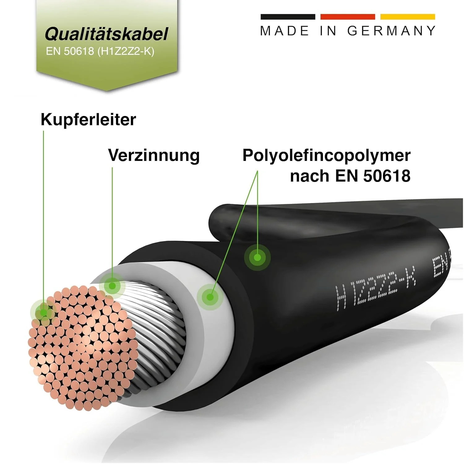 SOLARTRONICS Extension Cable 4 mm² H1Z2Z2-K Solar Cable Balcony Power Station Connection Cable Black with Plug on Both Sides for Solar Panels PV GAK. Made in Germany (2 x 5 m) 5m - 4mm² - Image 7