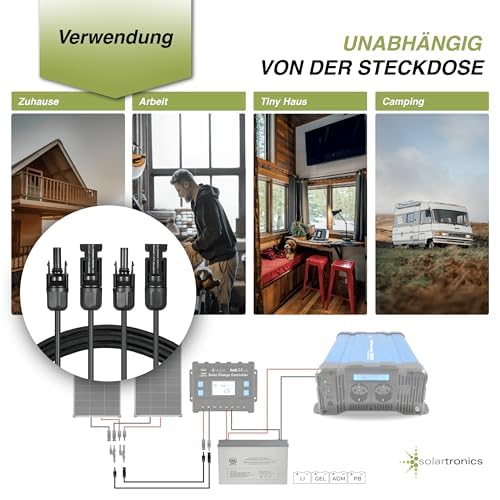 SOLARTRONICS Extension Cable 4 mm² H1Z2Z2-K Solar Cable Balcony Power Station Connection Cable Black with Plug on Both Sides for Solar Panels PV GAK. Made in Germany (2 x 5 m) 5m - 4mm² - Image 8