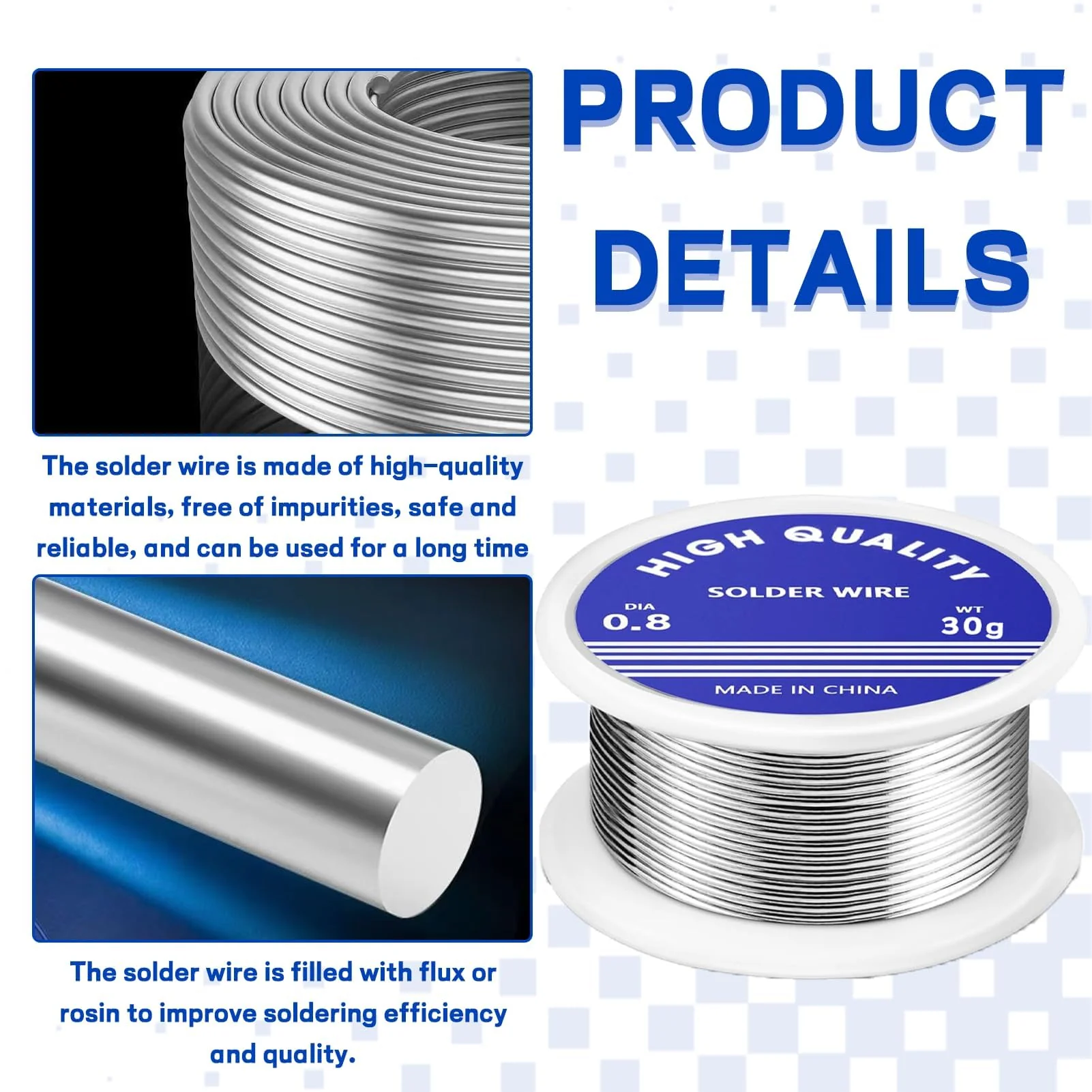 Solder 0.8 mm, 30 g, Solder with Flux, Solder Wire, Solder Wire, Solder Wire, Solder Lead-Free with Rosin Core, for Repair and DIY of Electronic Electric Soldering Components - Image 3
