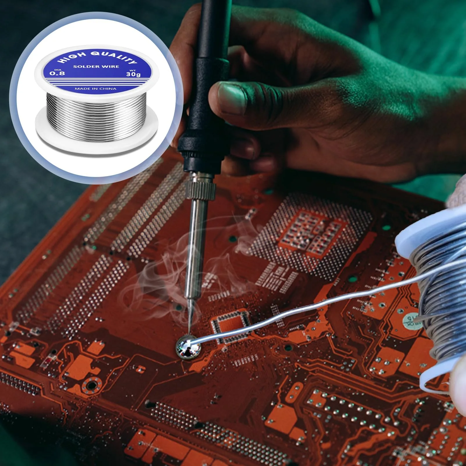 Solder 0.8 mm, 30 g, Solder with Flux, Solder Wire, Solder Wire, Solder Wire, Solder Lead-Free with Rosin Core, for Repair and DIY of Electronic Electric Soldering Components - Image 4