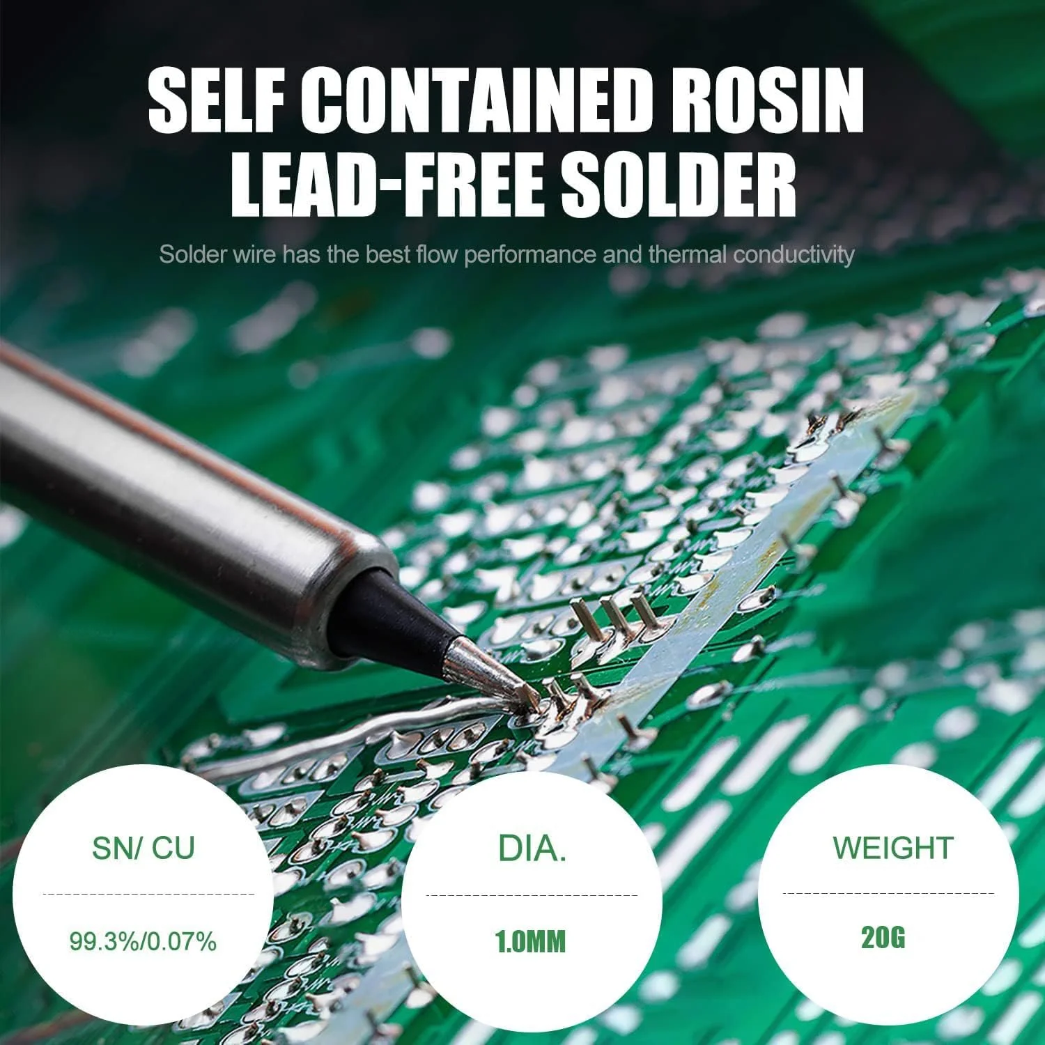 Solder 1.0 mm, solder lead free with rosin core, 20 g for the repair and DIY of electronic electric soldering components Solder 1.0 Mm 20 G - Image 4