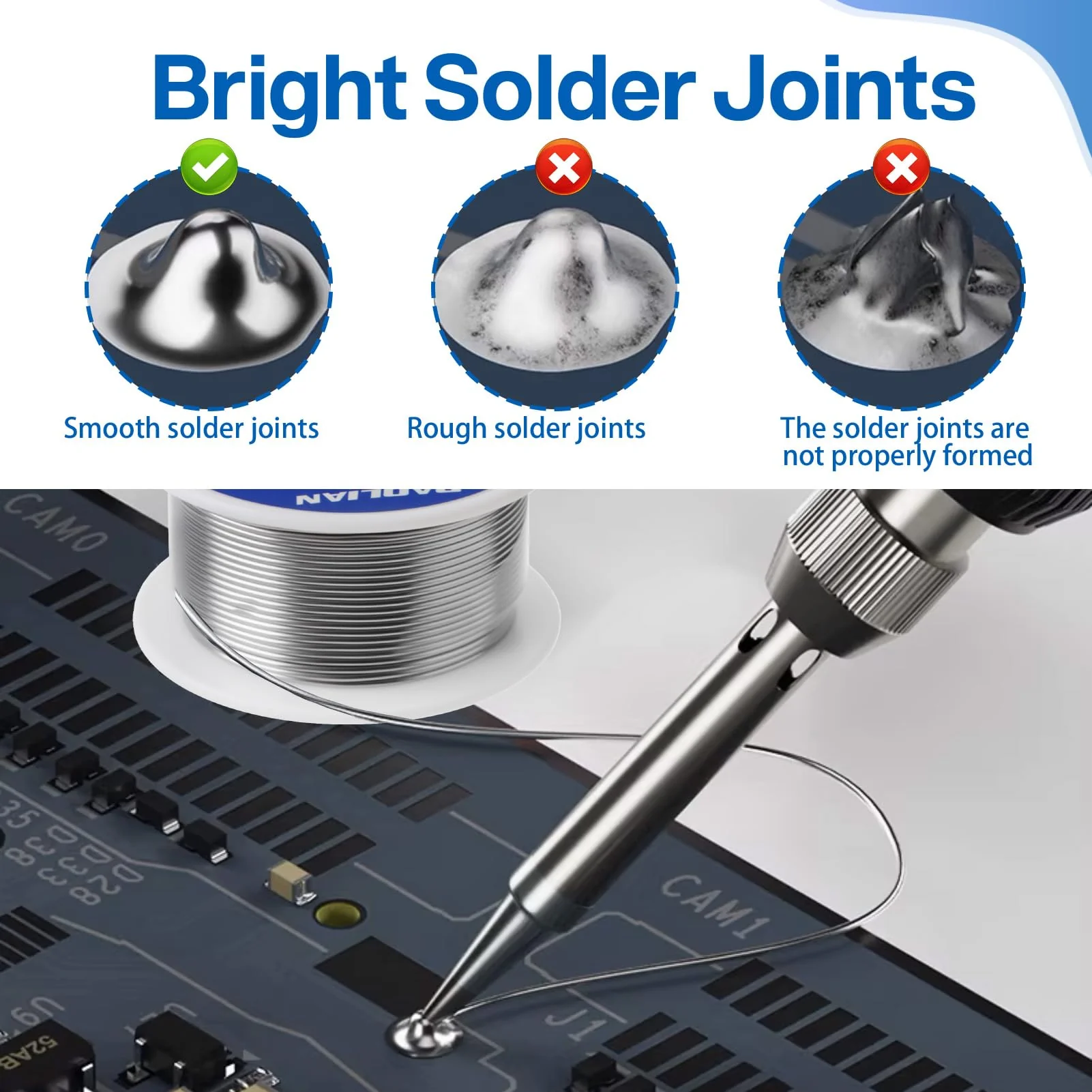 Solder with Flux, Solder Wire 1 mm 100 g, Low Melting Point, Tin Content, Professional Soldering Wire for Soldering Repair Electronic Circuit Components and DIY Creation - Image 3