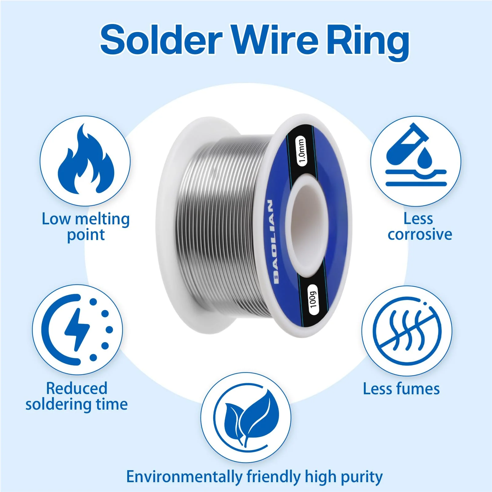 Solder with Flux, Solder Wire 1 mm 100 g, Low Melting Point, Tin Content, Professional Soldering Wire for Soldering Repair Electronic Circuit Components and DIY Creation - Image 4