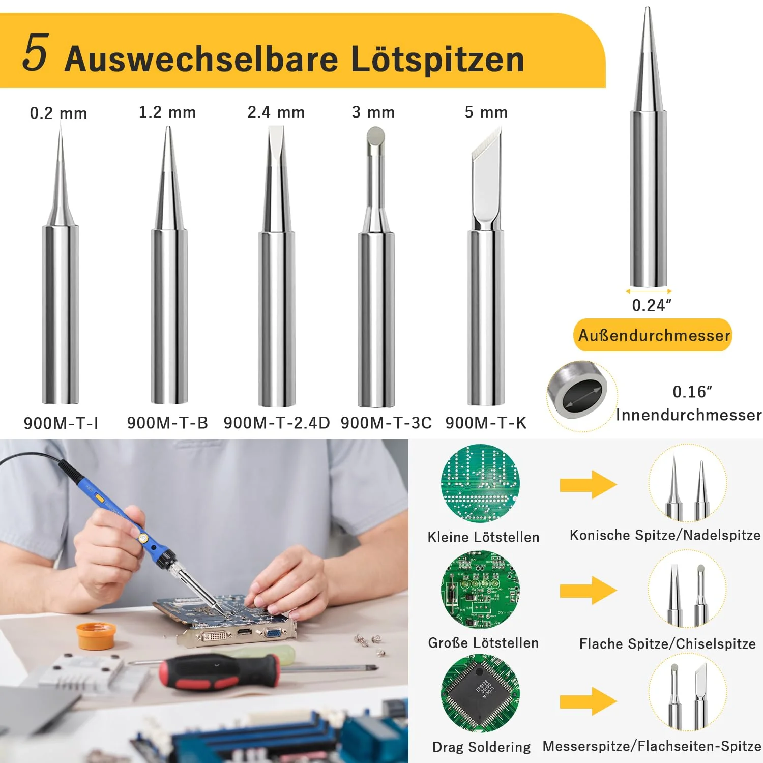 Soldering Iron 60 W, Soldering Iron Set with Solder, Temperature Adjustable 220-480 °C, On/Off Switch, 30 g Soldering Wire, 5 Soldering Tips, Soldering Iron Set for Electrical Engineering Repairs Blue- 1 - Image 4