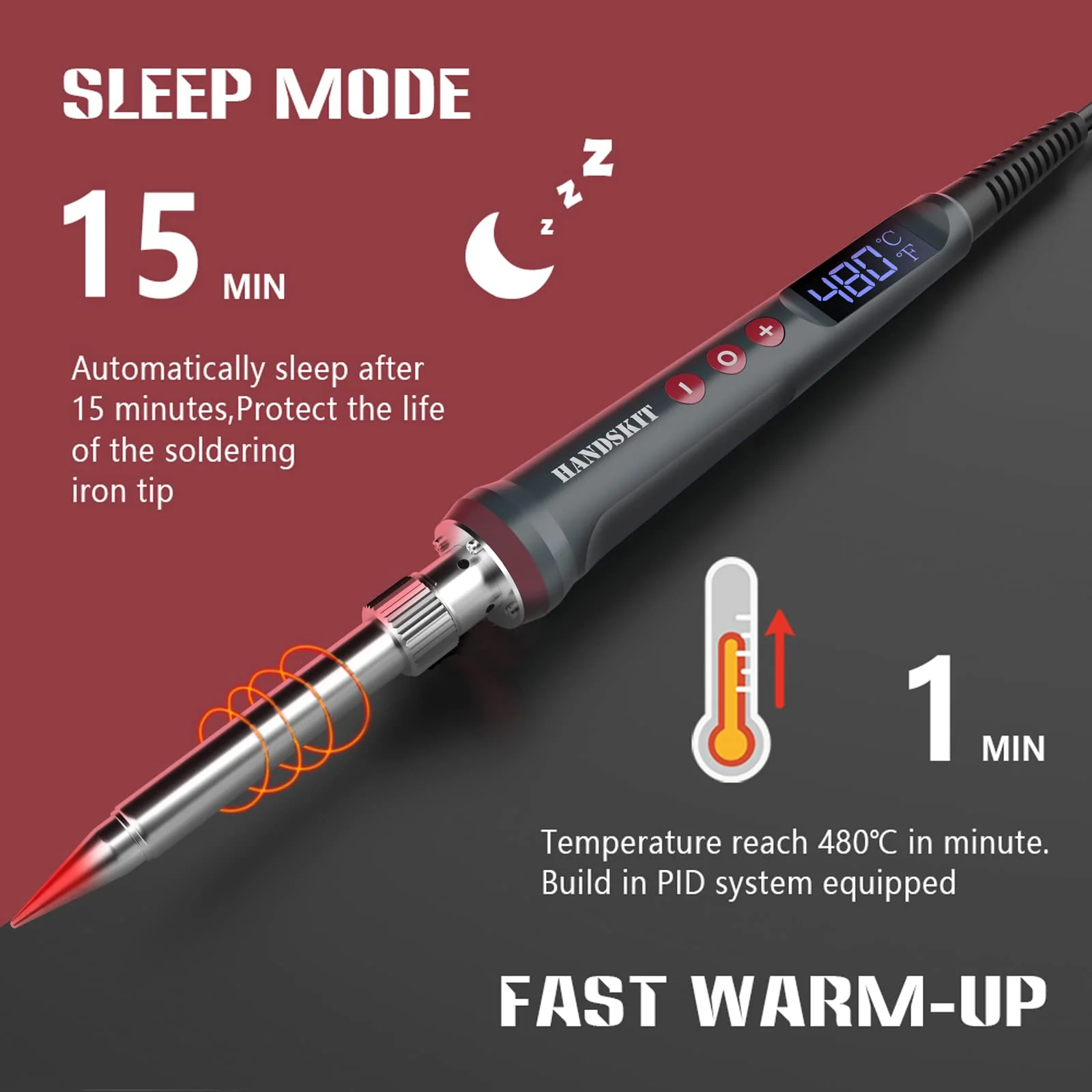 Soldering Iron Set 200 W 220 V, Soldering Iron with LED Display, 6 in 1 Soldering Set with Temperature Adjustable 180-480 °C, 3 Soldering Tips, Soldering Iron Stand, Soldering Iron for Soldering Large 927-200w-new - Image 6