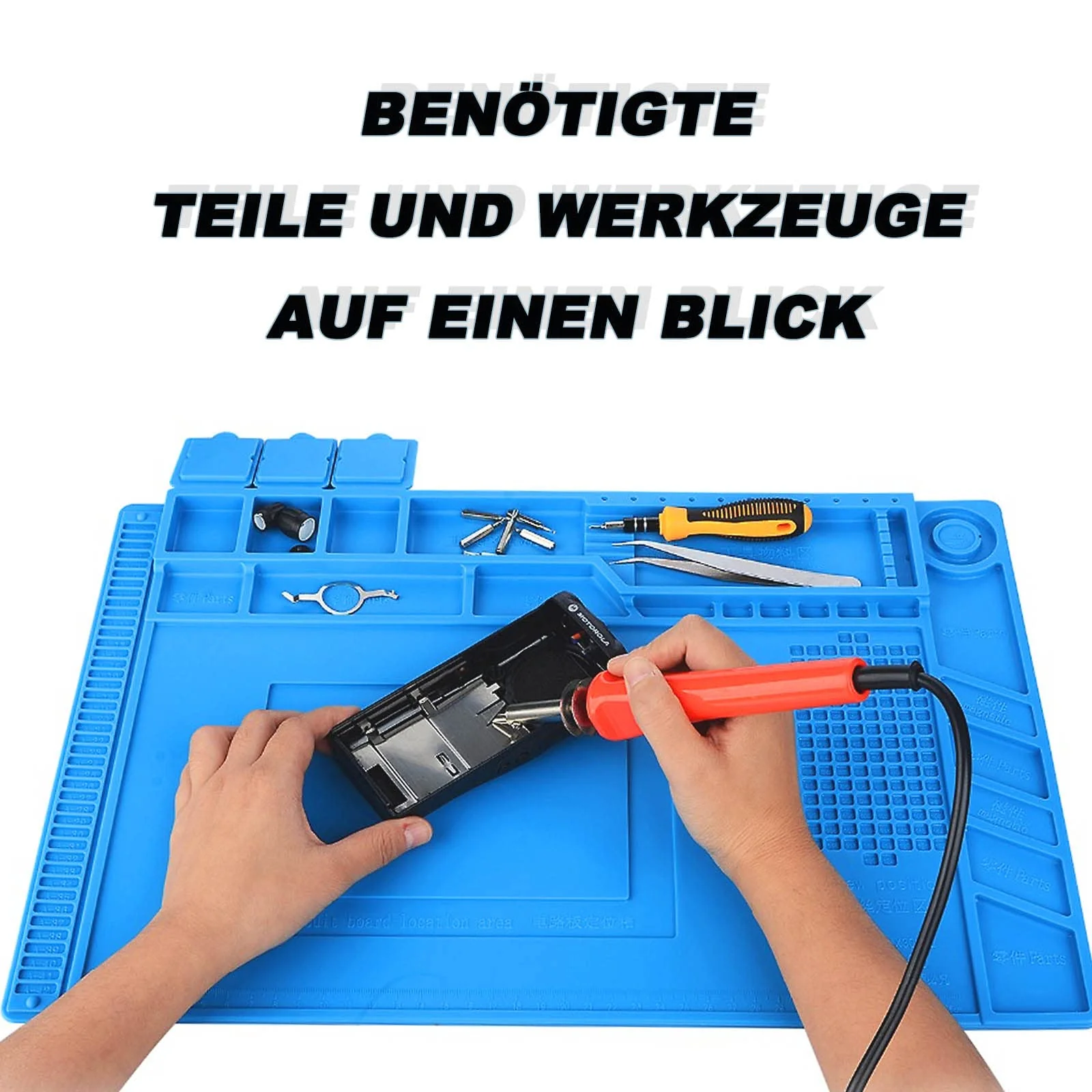 Soldering Mat, 45 x 30 cm Antistatic Repair Mat, Soldering Work Mat with Scale and Screw Position for Soldering, Soldering, Repairing Electronic Components, Circuit Boards 45×30cm - Image 2