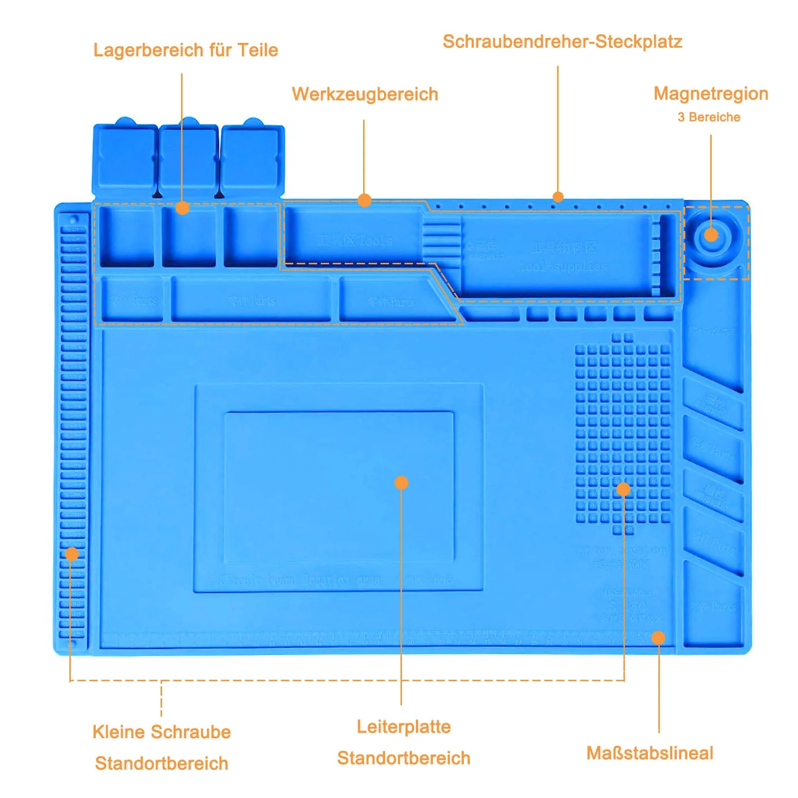 Soldering Mat, 45 x 30 cm Antistatic Repair Mat, Soldering Work Mat with Scale and Screw Position for Soldering, Soldering, Repairing Electronic Components, Circuit Boards 45×30cm - Image 4