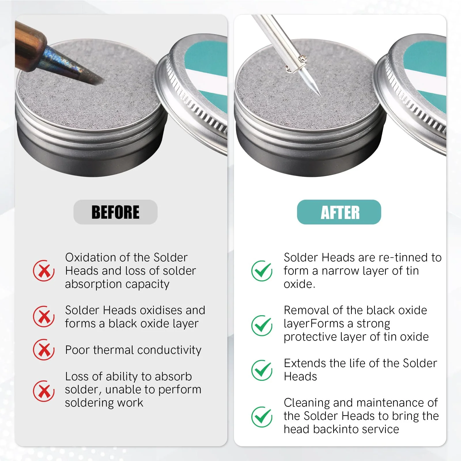 Soldering Tip Cleaner Set, Soldering Tips Reactivator with Desoldering Wire, Tip Activator for Reactivating Oxidised Soldering Tips, Cleaning Tips Cleaner, Soldering Iron Accessories, Gently Removes - Image 5
