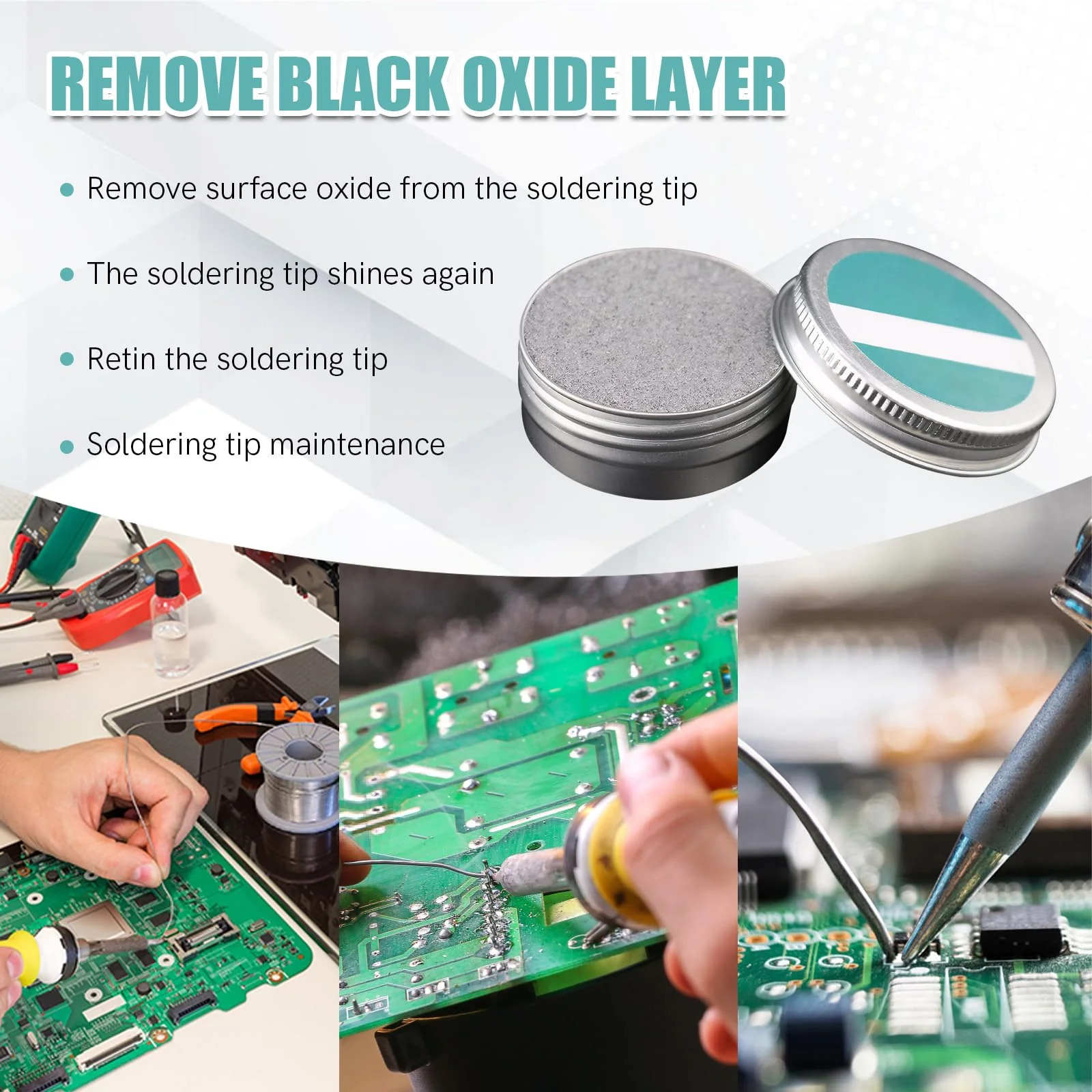 Soldering Tip Cleaner Set, Soldering Tips Reactivator with Desoldering Wire, Tip Activator for Reactivating Oxidised Soldering Tips, Cleaning Tips Cleaner, Soldering Iron Accessories, Gently Removes - Image 6