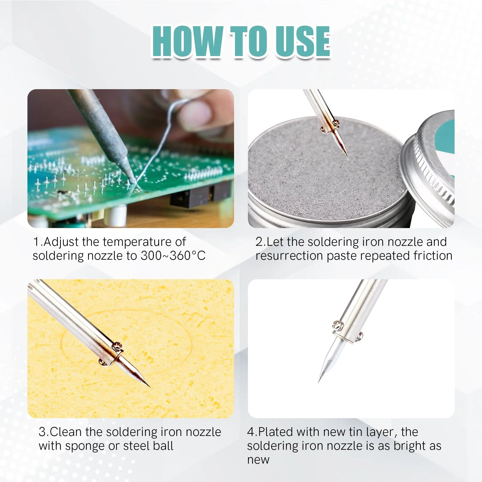 Soldering Tip Cleaner Set, Soldering Tips Reactivator with Desoldering Wire, Tip Activator for Reactivating Oxidised Soldering Tips, Cleaning Tips Cleaner, Soldering Iron Accessories, Gently Removes - Image 7