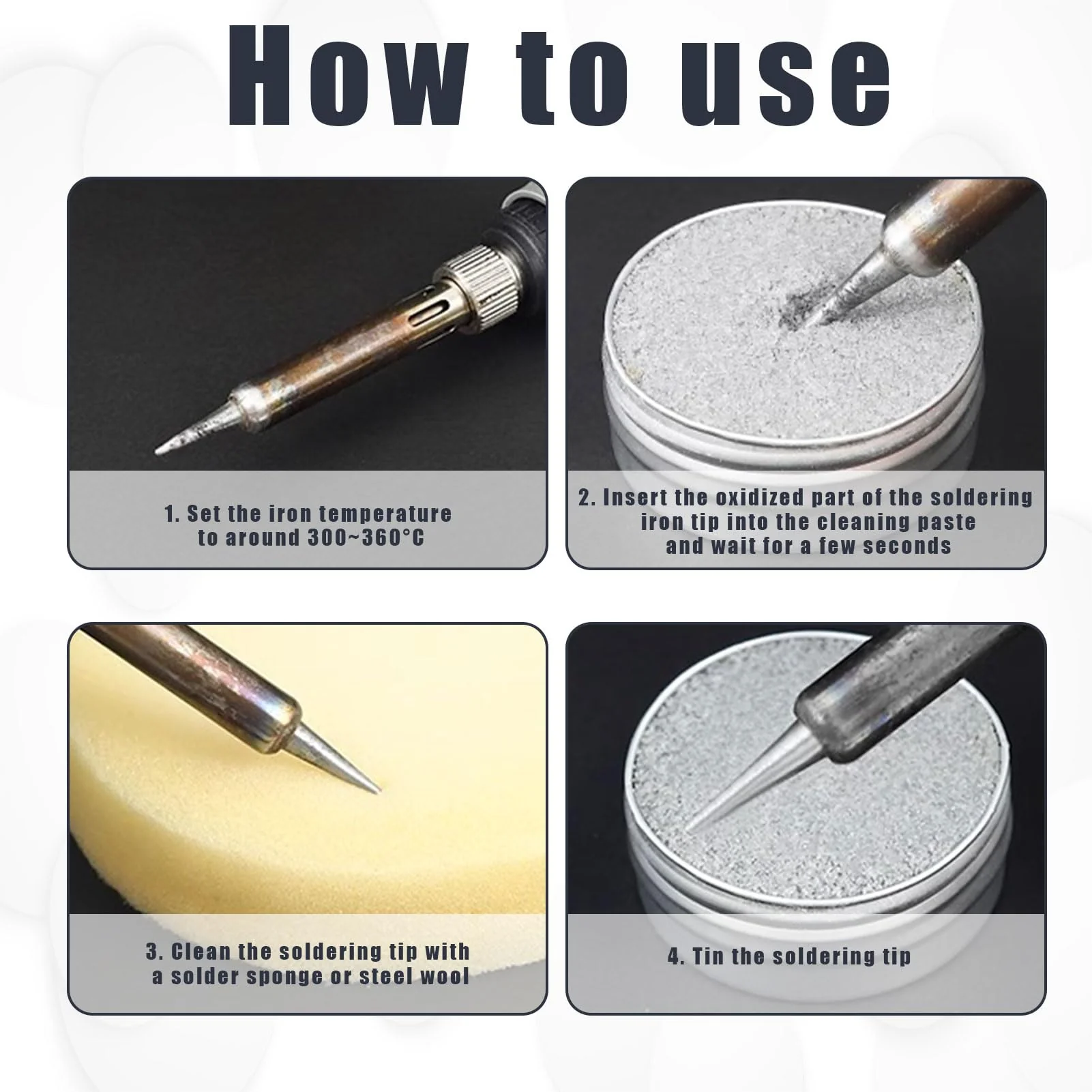 Soldering Tip Cleaner, Soldering Tips Reactivator 30 g, Soldering Tips Reactivator, Cleaning Tips Cleaner Soldering Iron Accessories, Soldering Tip Cleaner Tip Tinner Cleaner for Reactivating Oxidised - Image 3