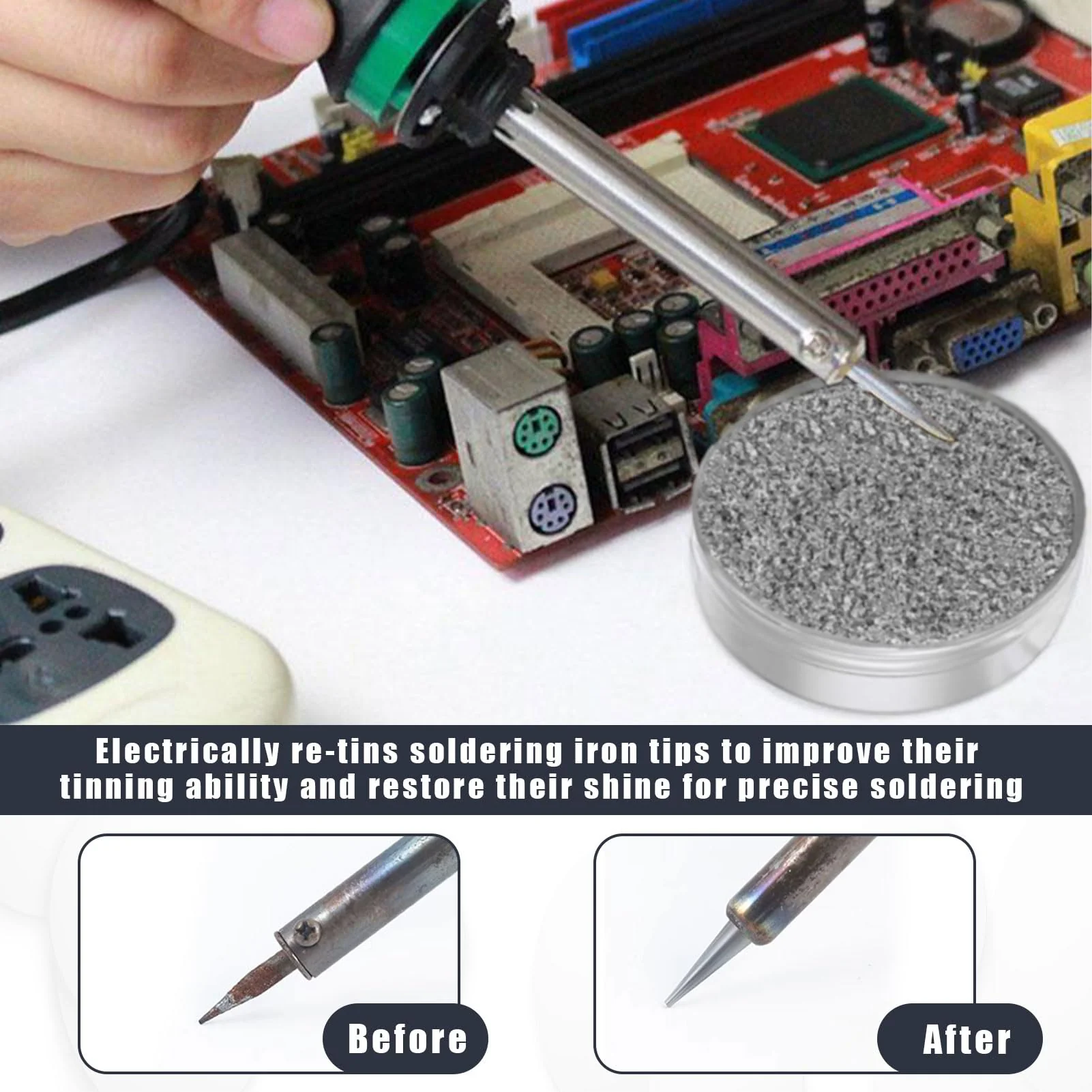 Soldering Tip Cleaner, Soldering Tips Reactivator 30 g, Soldering Tips Reactivator, Cleaning Tips Cleaner Soldering Iron Accessories, Soldering Tip Cleaner Tip Tinner Cleaner for Reactivating Oxidised - Image 5