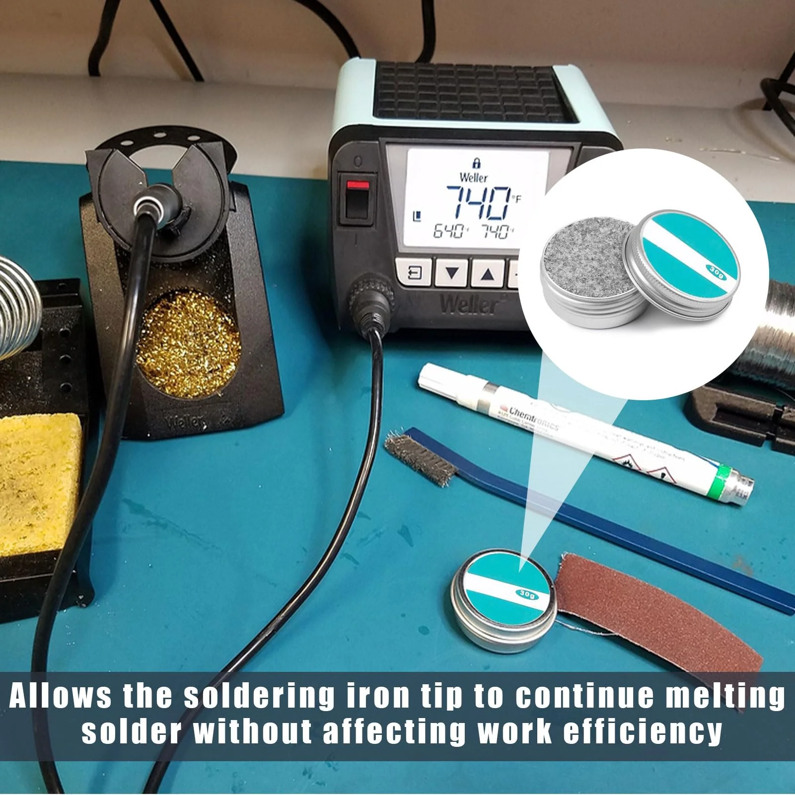 Soldering Tip Cleaner, Soldering Tips Reactivator 30 g, Soldering Tips Reactivator, Cleaning Tips Cleaner Soldering Iron Accessories, Soldering Tip Cleaner Tip Tinner Cleaner for Reactivating Oxidised - Image 6