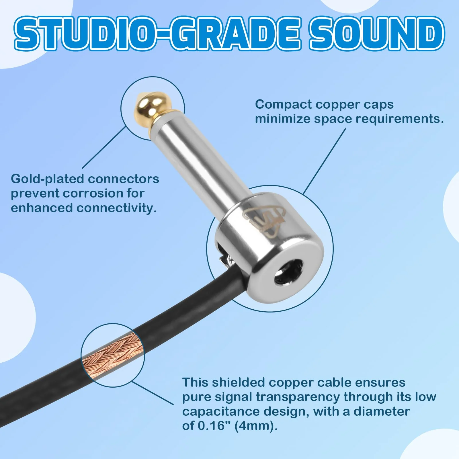 Solderless Pedalboard Cable Kit, 10 Feet Cable & 10 Gold Tip Connectors for Guitar Effects & Pedal Board, DIY Patch Cables with Cutter, Bolt Driver - Image 4