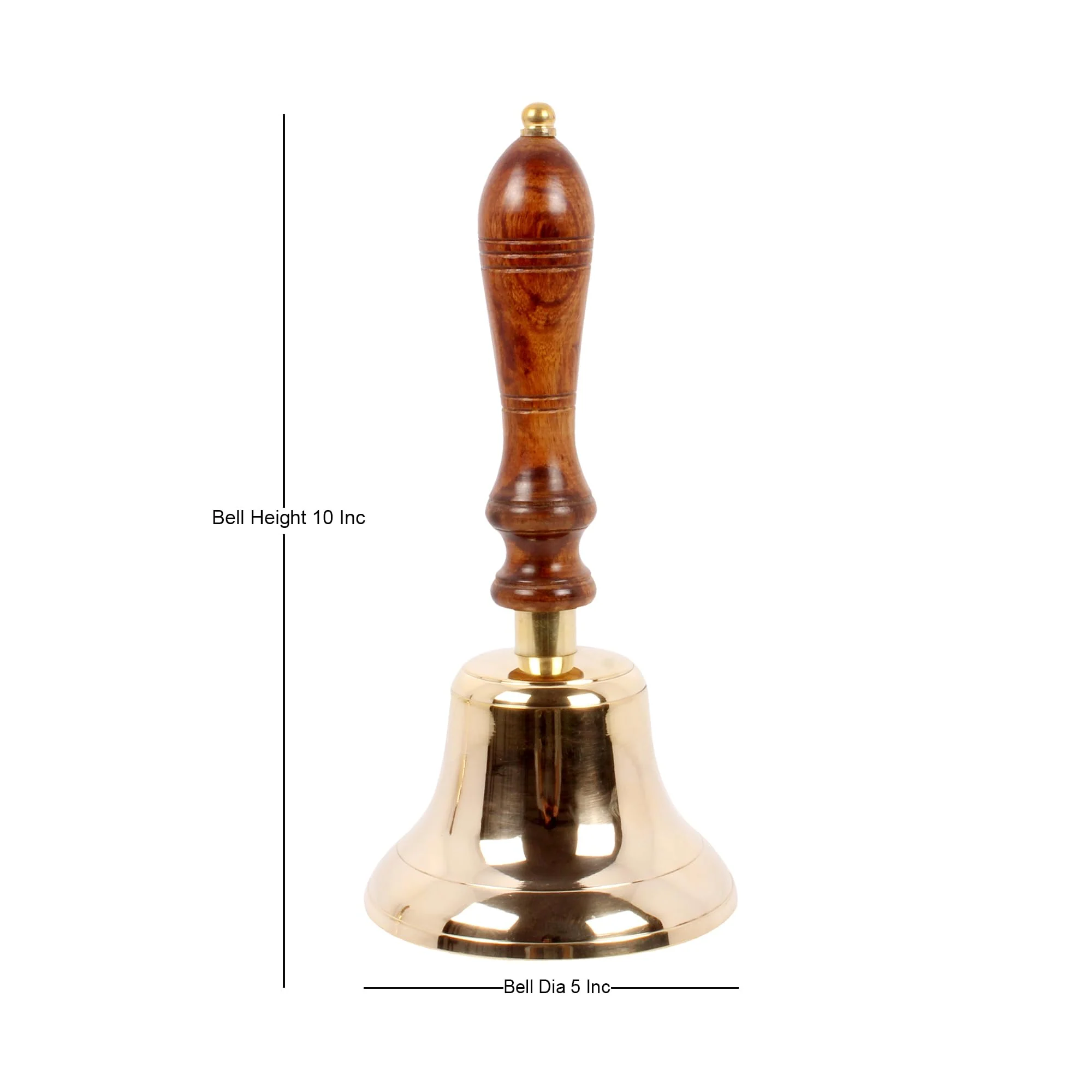 Solid Brass Large Hand Bell - Call Bell Perfect for Wedding Bell,Games Bell, Schools Bell, Reception Desks and Religious Ceremonies and Events. 5 Inch Diameter - Image 2