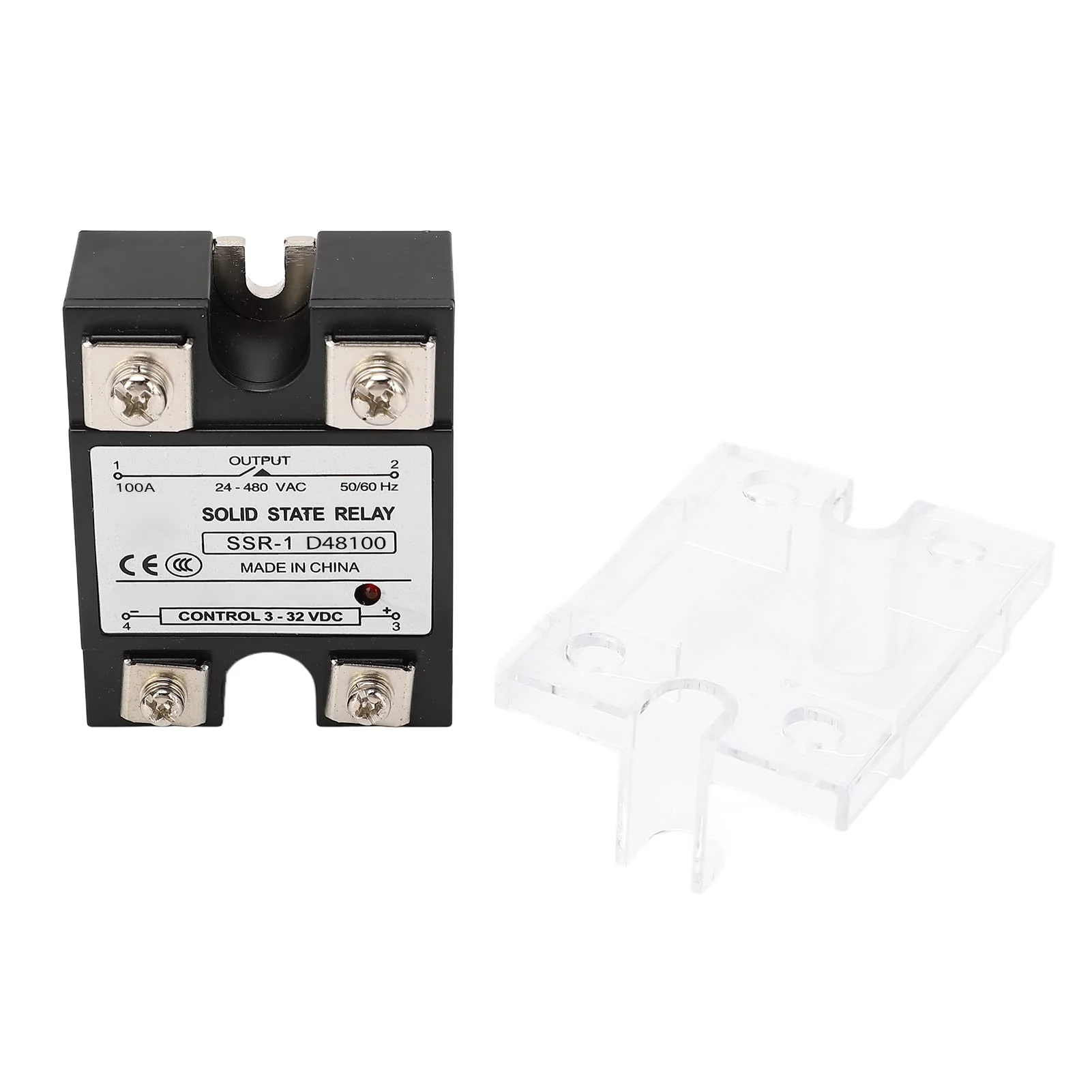 Solid State Relay Module, SSR-1 D48100 100A Solid State Relay DC Control 24-480VAC DC-AC with Plastic Cover for Automation Devices - Image 6