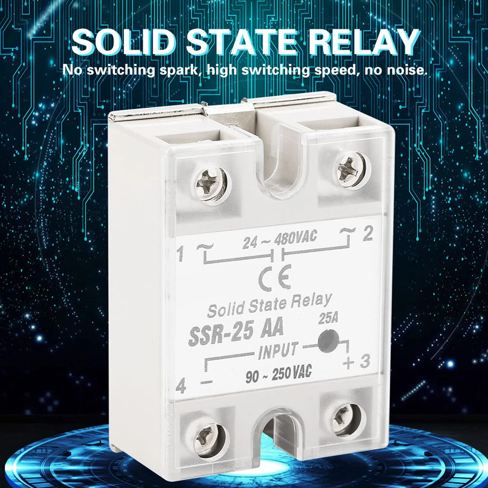 Solid State Relay, SSR-25, Distribution and Control Devices Relay AA 25A Solid State Relay Module (SSR AC Input 90-250V AC Output 24-480V AC) - Image 2