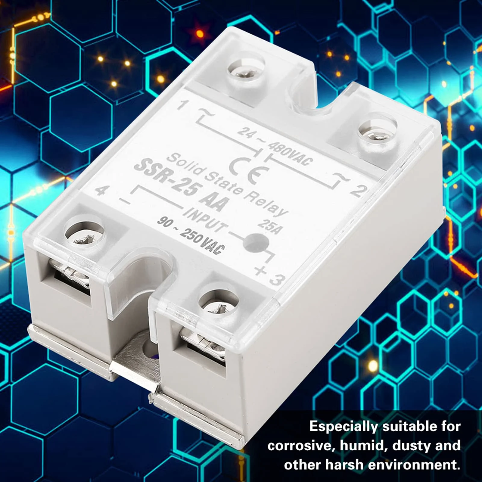 Solid State Relay, SSR-25, Distribution and Control Devices Relay AA 25A Solid State Relay Module (SSR AC Input 90-250V AC Output 24-480V AC) - Image 3