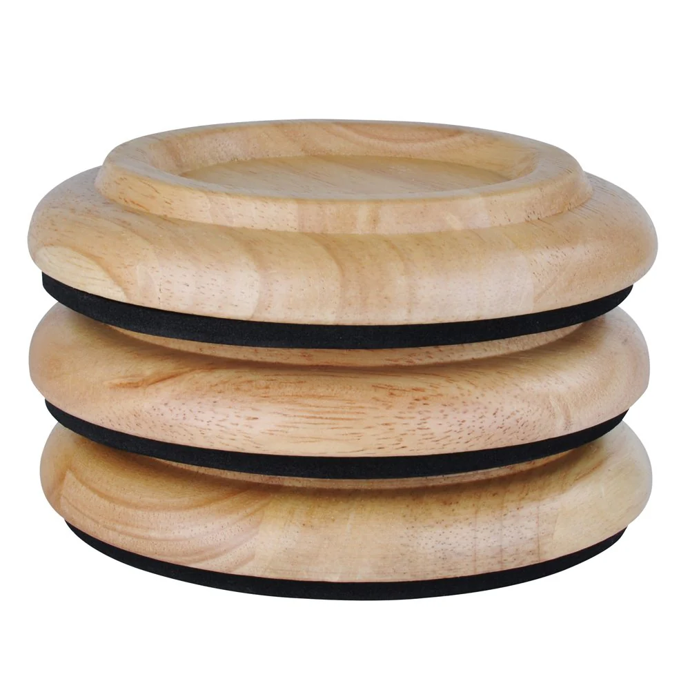 Solid Wood Grand Piano Caster Cups,Set of 3 Piano Casters Floor Protectors Piano Leg Coasters Furniture Leg Pads Protection w/EVA Anti-Slip & Anti-Noise Foam Mat, for Hardwood Floor Protectors Natural - Image 2