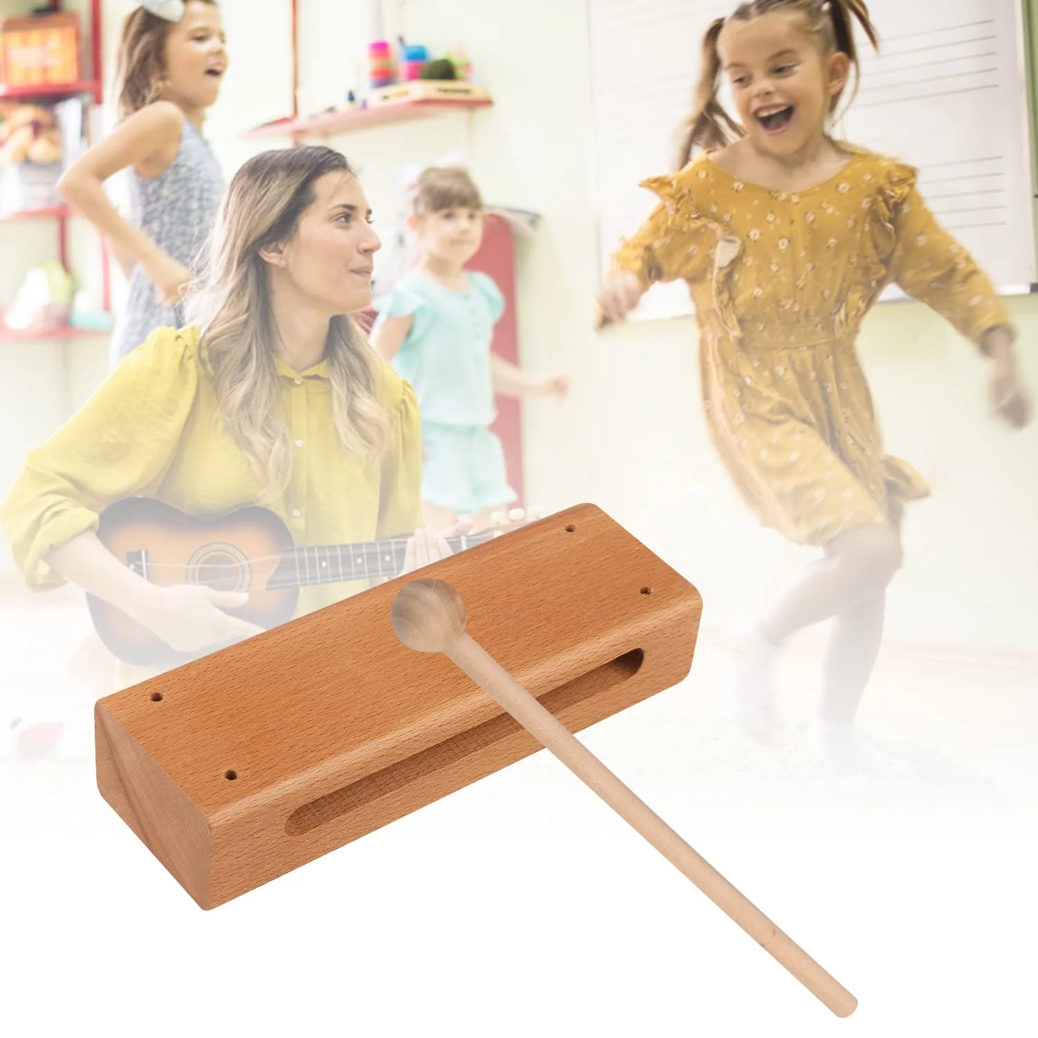 Solid Wood Rhythm Block, Set of 3, Solid Wood Rhythm Block Musical Percussion Instrument Perfect for Rhythm Classes with 3 Pack of Mallet Solid Hardwood - Image 7