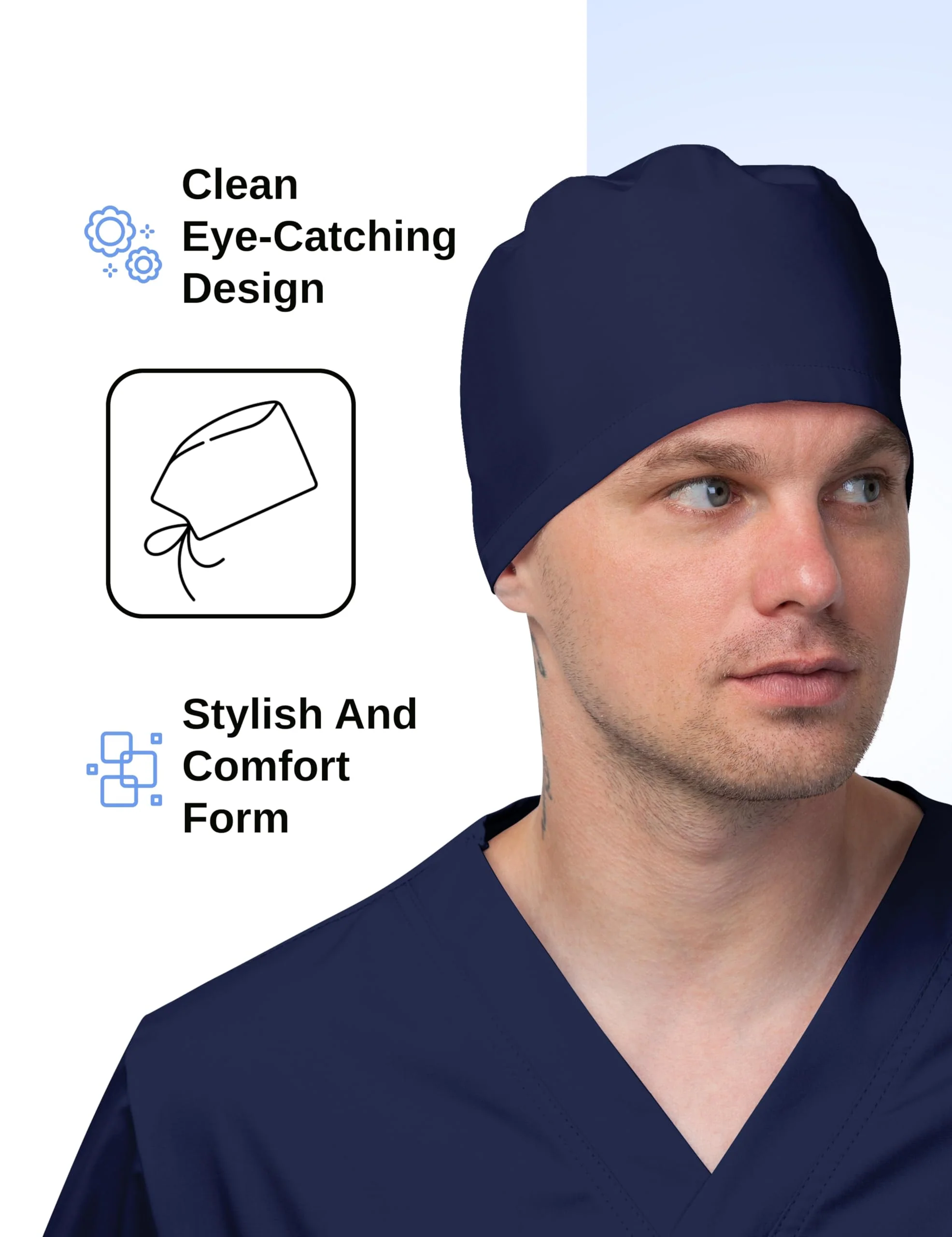 Solid Working Cap Scrub Cap for Women and Men Unisex Surgical Cap Comfortable and Stylish Scrub Hat One Size Navy - Image 2