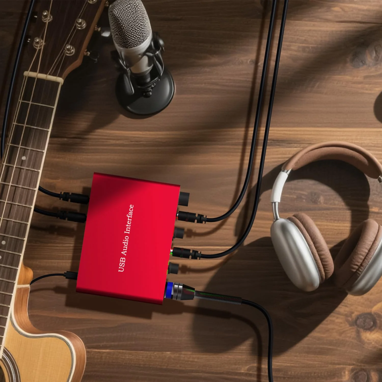 Solo USB Audio Interface for Recording Podcasts and Streaming,24-bit/192kHz,Plug and Play for Professional Recording,XLR Power Supply, Red Audio Interface,for PC and Mac,Noise-Free. Solo USB Audio Interface - Image 5