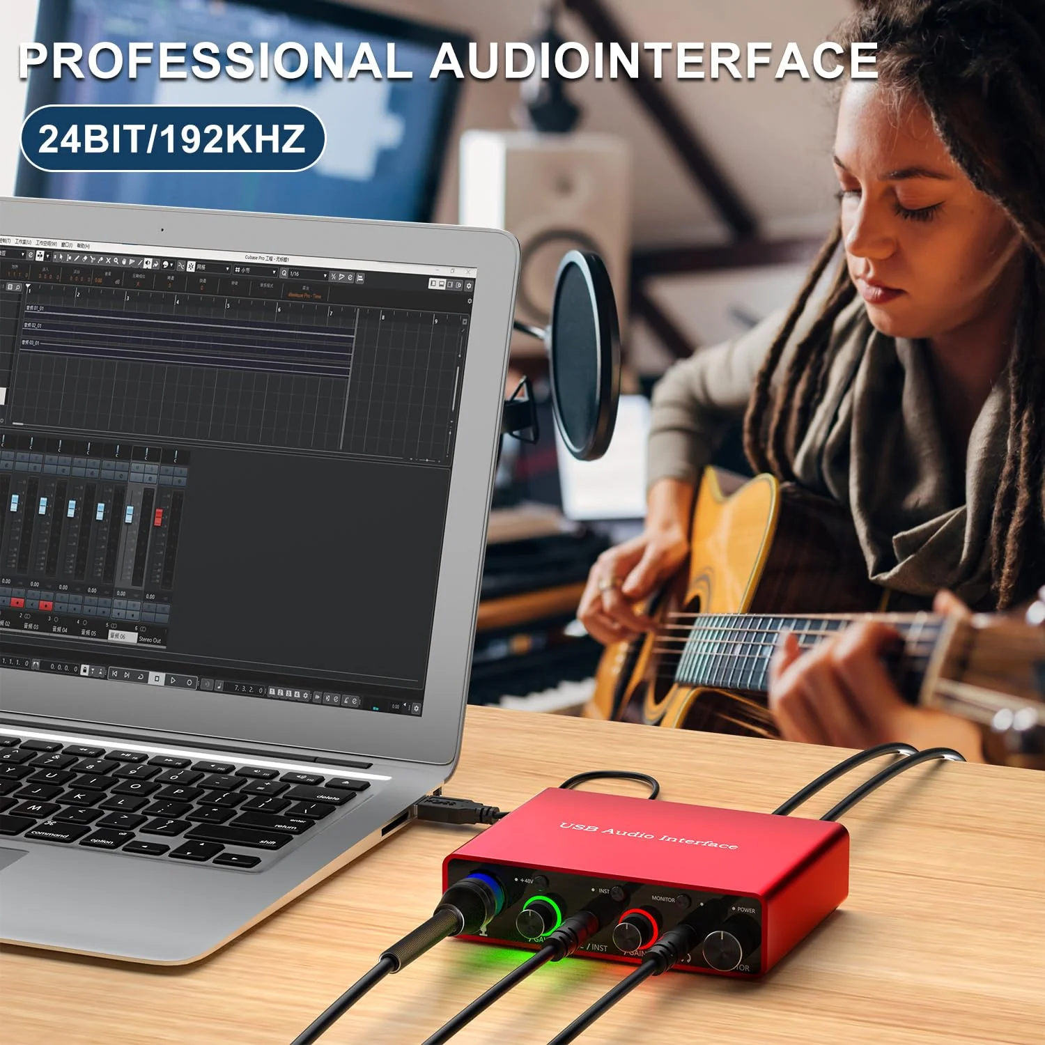 Solo USB Audio Interface for Recording Podcasts and Streaming,24-bit/192kHz,Plug and Play for Professional Recording,XLR Power Supply, Red Audio Interface,for PC and Mac,Noise-Free. Solo USB Audio Interface - Image 7