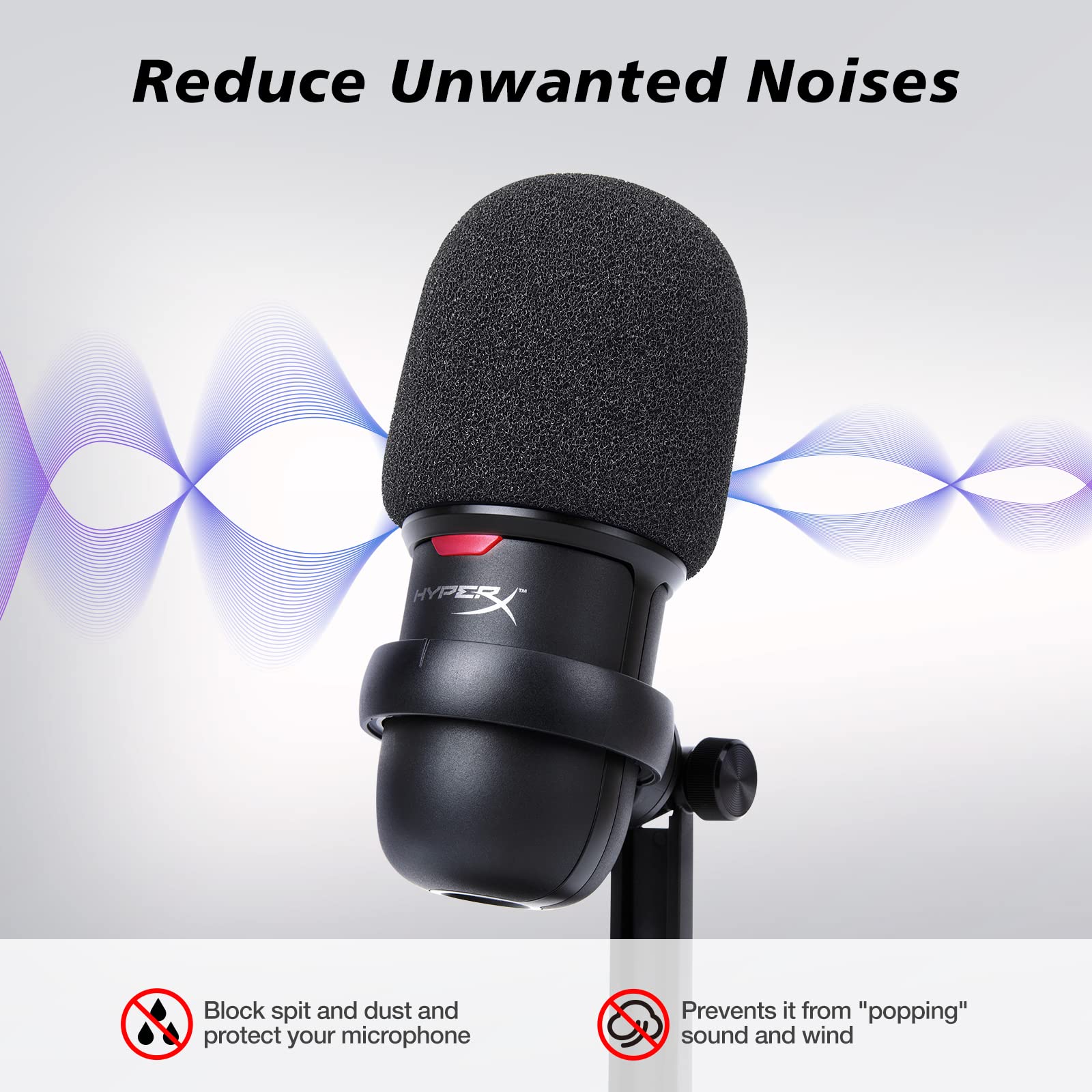 SoloCast Microphone Pop Filter Windscreen - Noise Reduction Gaming Mic Foam Covers, Mic Foam Cover Pop Filter Compatible with HyperX SoloCast White by SUNMON HyperX SoloCast Mic Cover - Image 3