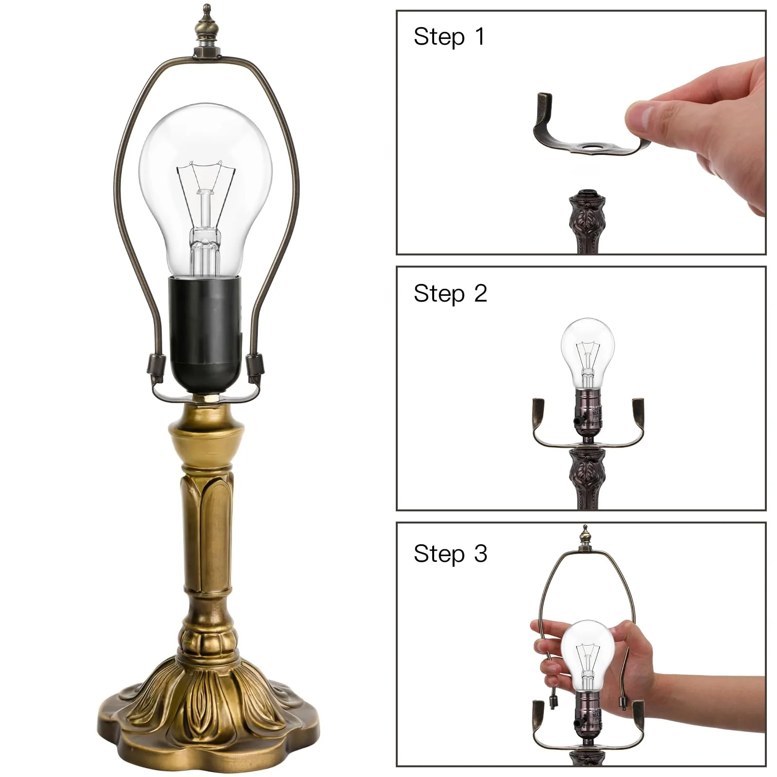 SOLUSTRE Lamp Holder Harp Lamp Shade Harp Holder Bronze Horn Frame Shade Holder Adjustable Kit Suitable for Table Floor Light Umbrella Holder 20X 11,5X0,2 CM - Image 5