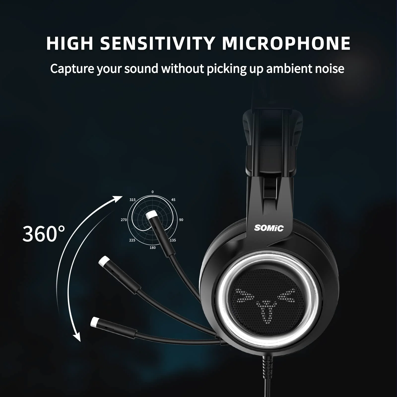 SOMIC Stereo Gaming Headset with Mic for PS4, PS5, Xbox One, PC, Mobile Phone, 3.5MM Sound Detachable Cat Ear Headphones Lightweight Self-Adjusting Over Ear Office Headphones G951S Black - Image 3