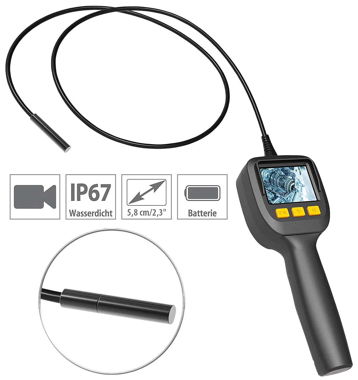 Somikon Telescope Camera: Endoscope Camera with Colour LCD Display, LED Light, Battery Operated, IP67 (Rod Camera, Endoscope Camera with Light, Pipe Cleaner) - Image 3