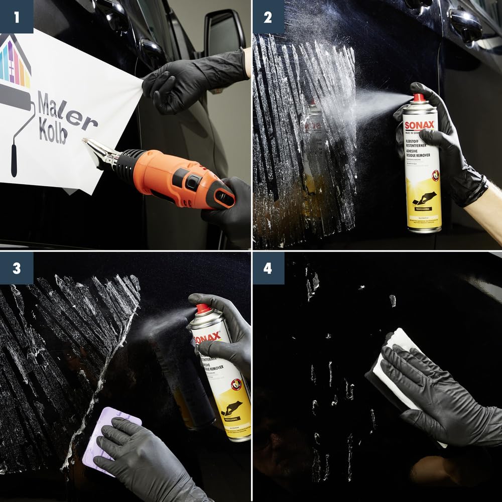 SONAX Adhesive residue remover (400 ml) for quick and residue-free removal of adhesive residue and paper adhesive labels, item no. 04774000 400 ml - Image 5