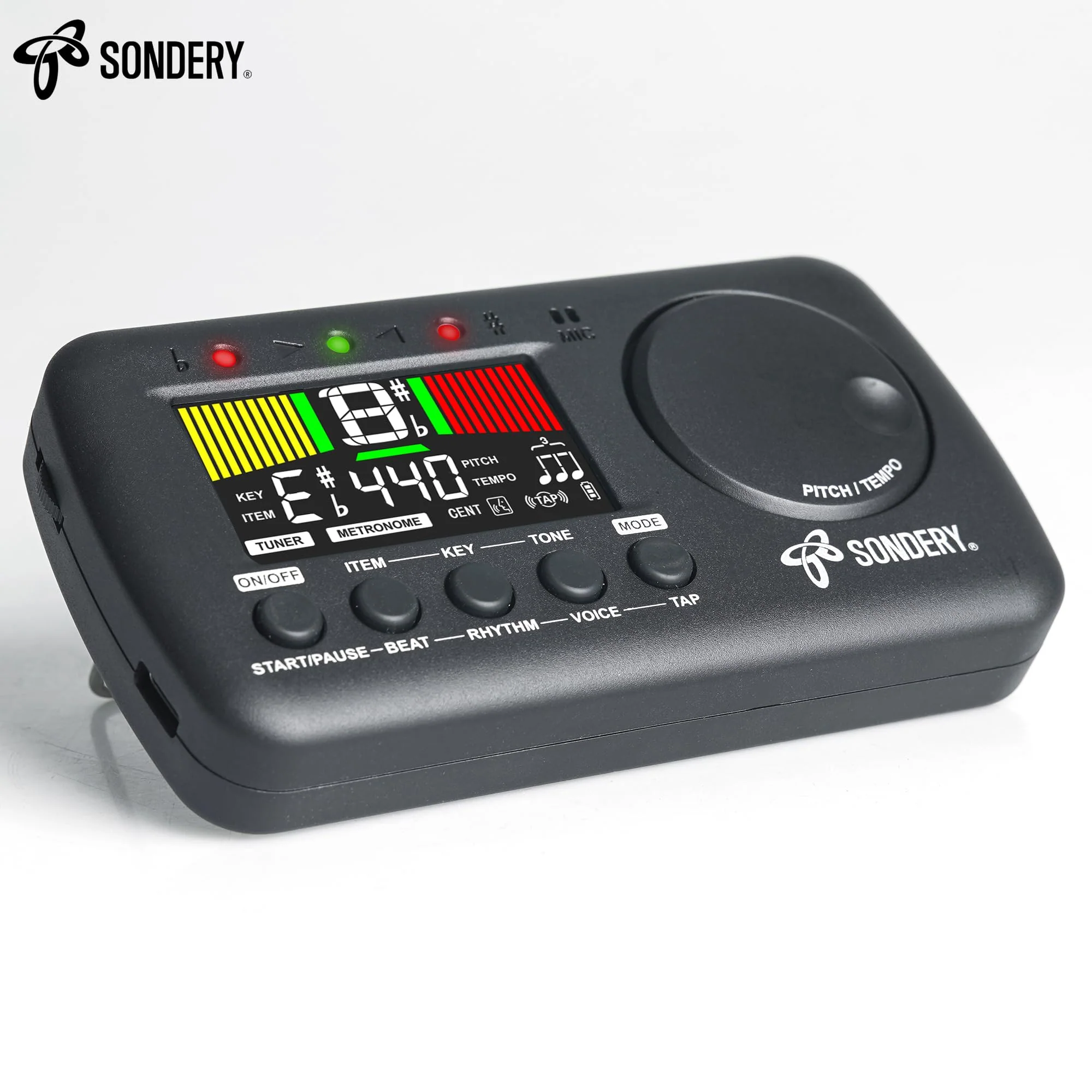 Sondery Digital Metronome Tuner 3 in 1, English Vocal Counting Metronome with Tap Tempo Chromatic Tuner Tone Generator Rechargeable Suitable for All Instruments - Image 9