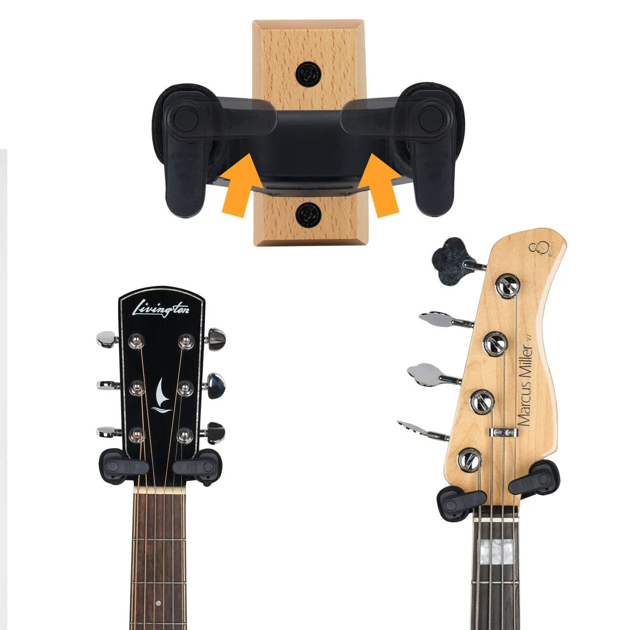 Sondery Guitar Hanger Wall Mount, Auto Lock and Adjustable Hook Holder for Acoustic and Electric Guitar, Ukulele, Bass, Banjo and Mandolin (W 2 PACK) - Image 2