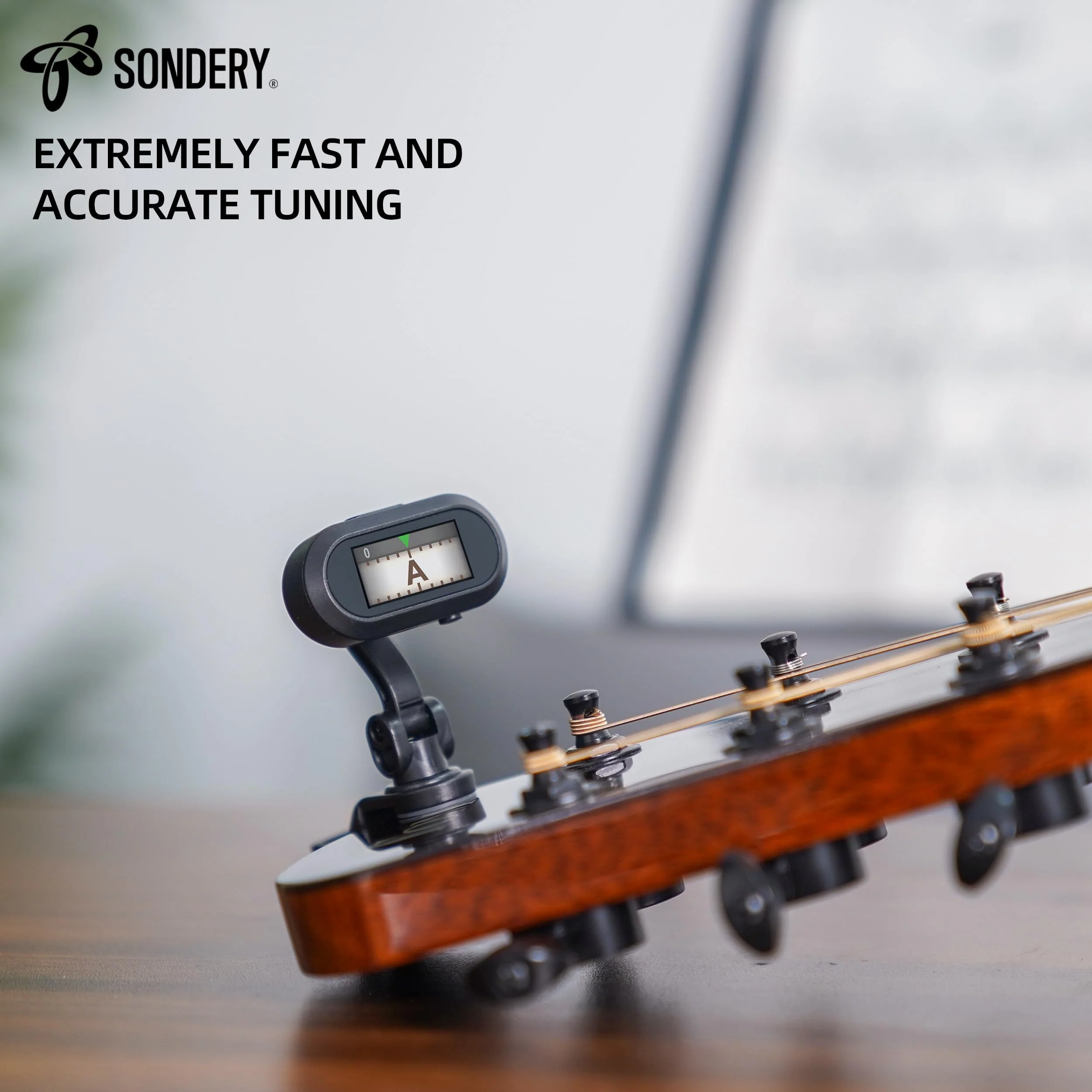 Sondery Guitar Ukulele Tuner Clip On Rechargeable, Easy to Read Simple TFT Screen Extremely Fast and Accurate Tuning, Headstock Chromatic Tuner Pitch 410-460Hz, Perfect for Any Lighting - Image 7