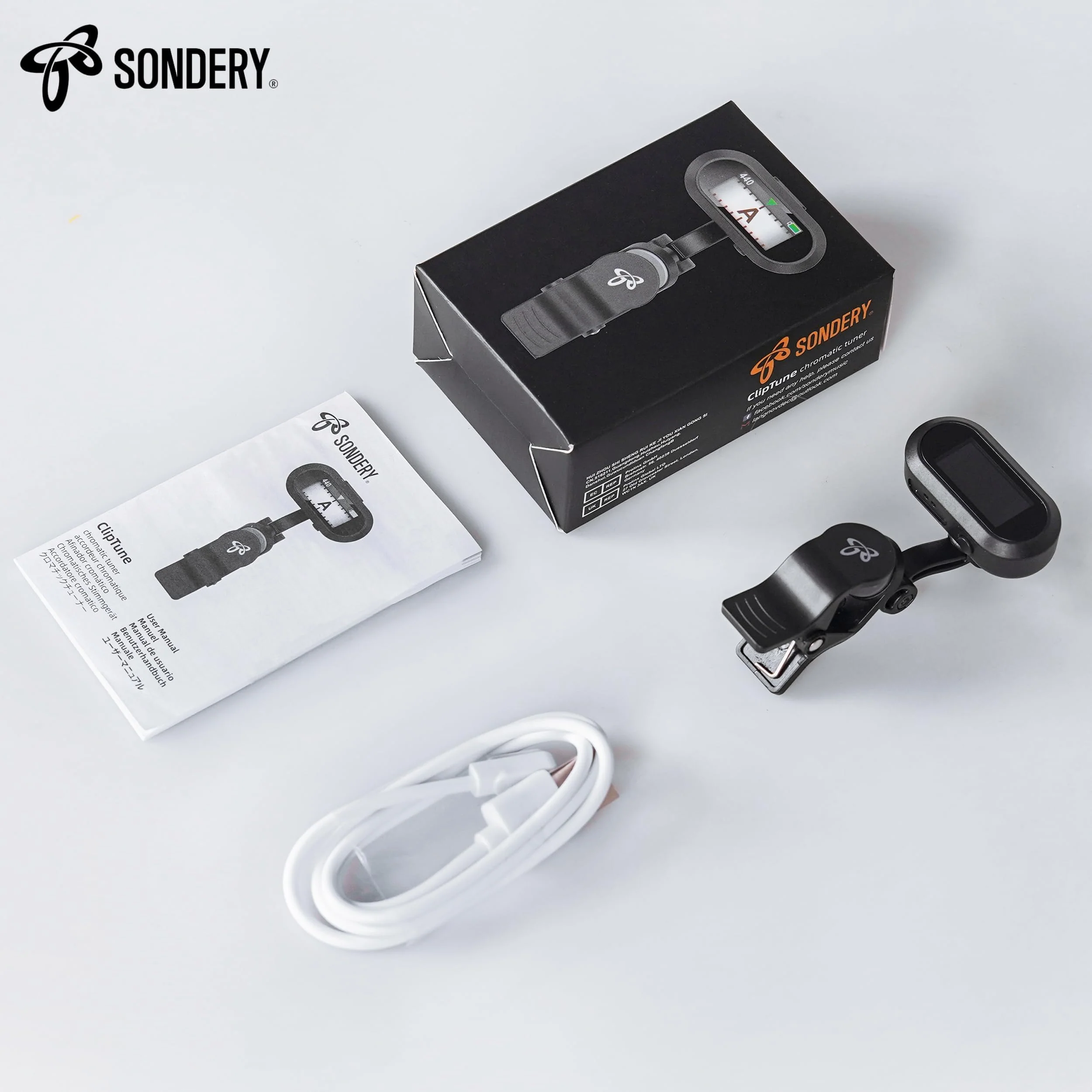 Sondery Guitar Ukulele Tuner Clip On Rechargeable, Easy to Read Simple TFT Screen Extremely Fast and Accurate Tuning, Headstock Chromatic Tuner Pitch 410-460Hz, Perfect for Any Lighting - Image 9