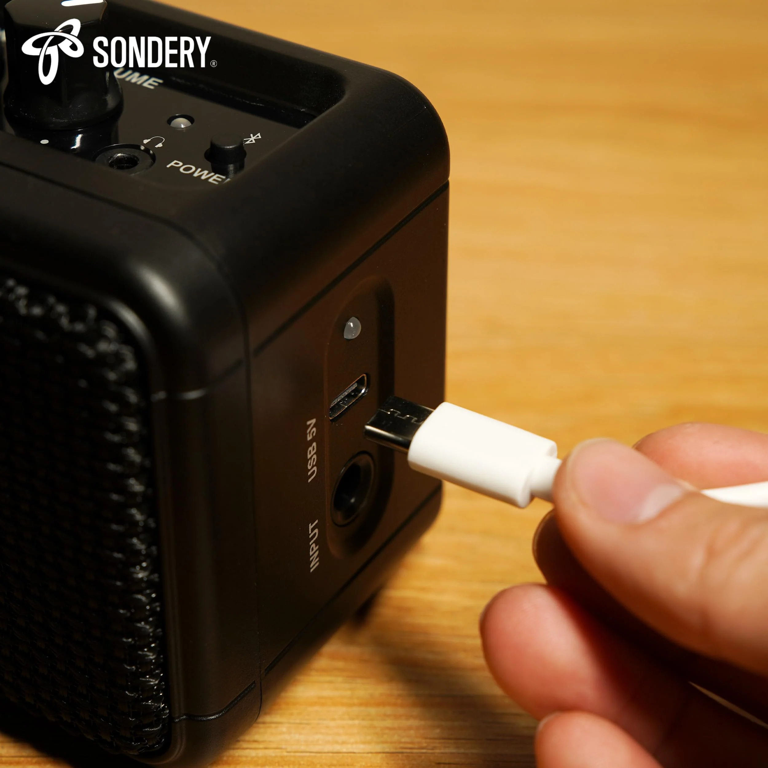 Sondery Mini Guitar Amp for Electric Guitars 5W Two Speakers Rechargeable Portable Pratice Small Amplifier with Overdrive/Clean Effects and Bluetooth Black - Image 5