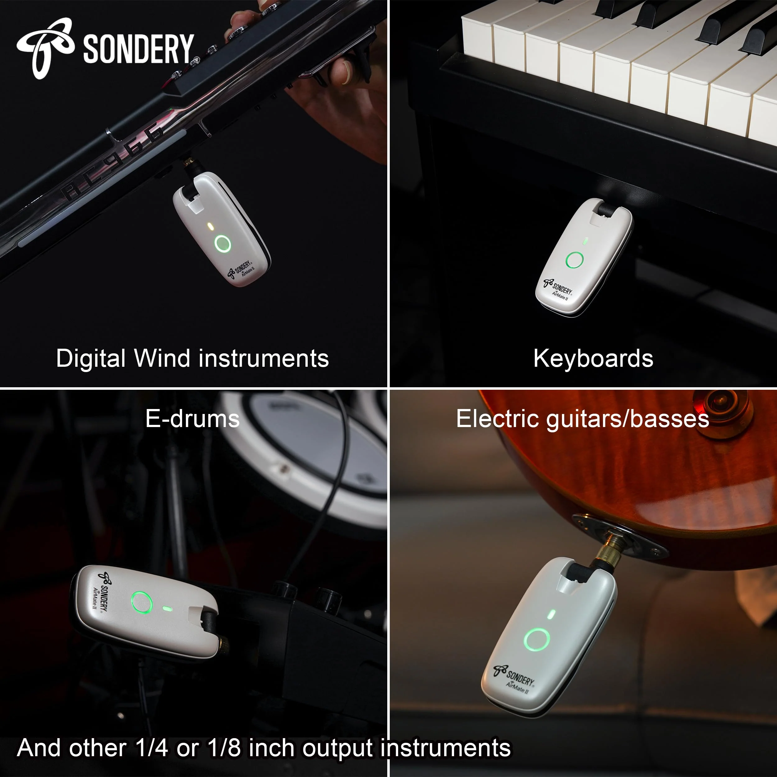 Sondery Wireless Transmitter and Receiver System for Guitar Bass Keyboard Drums Multiple Instruments 7 Channels Rechargeable Long Battery Life - Image 3