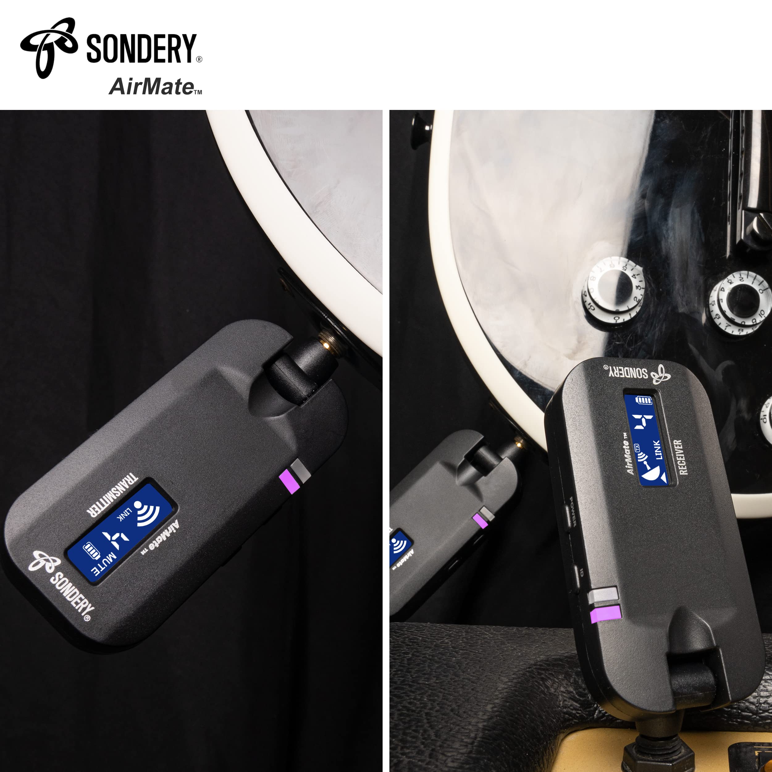 Sondery Wireless Transmitter Receiver System 5.8GHz with Display Screen for Easy Monitoring for Guitar Bass Keyboard Multi Instruments 24-bit High-Quality Audio Ultra-Low Latency Rechargeable - Image 7