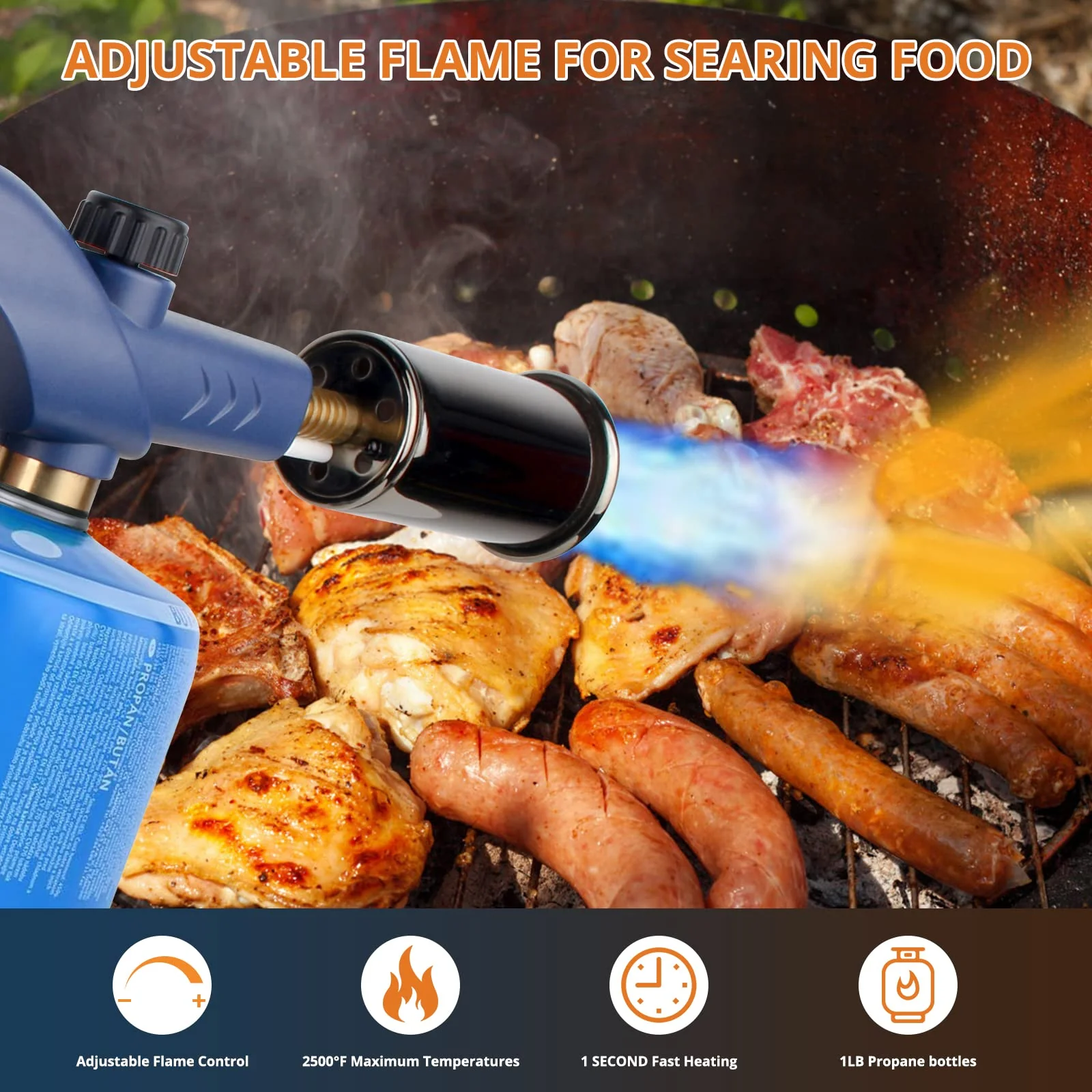Sondiko Powerful Propane Torch LMT905, Grill Gun, Flame Thrower Gun, Campfire Starter, Charcoal Lighter, Culinary Kitchen Barbecue, Soldering Guns (Propane Tank Not Included) Mt905 - Image 2